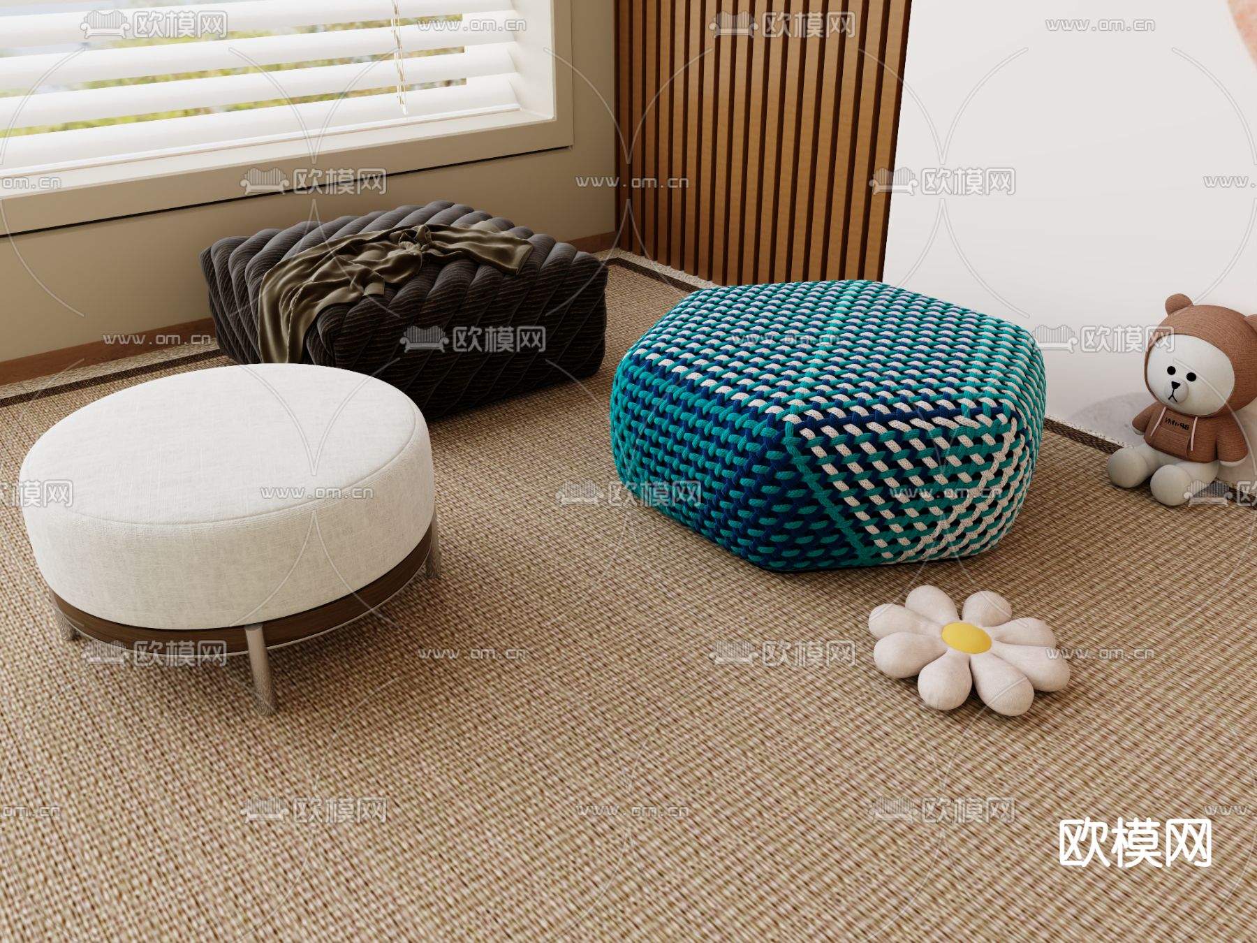 沙发凳 沙发坐垫 脚踏3d模型下载