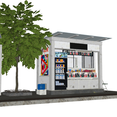  自主贩卖机 小卖部 零食店su模型 