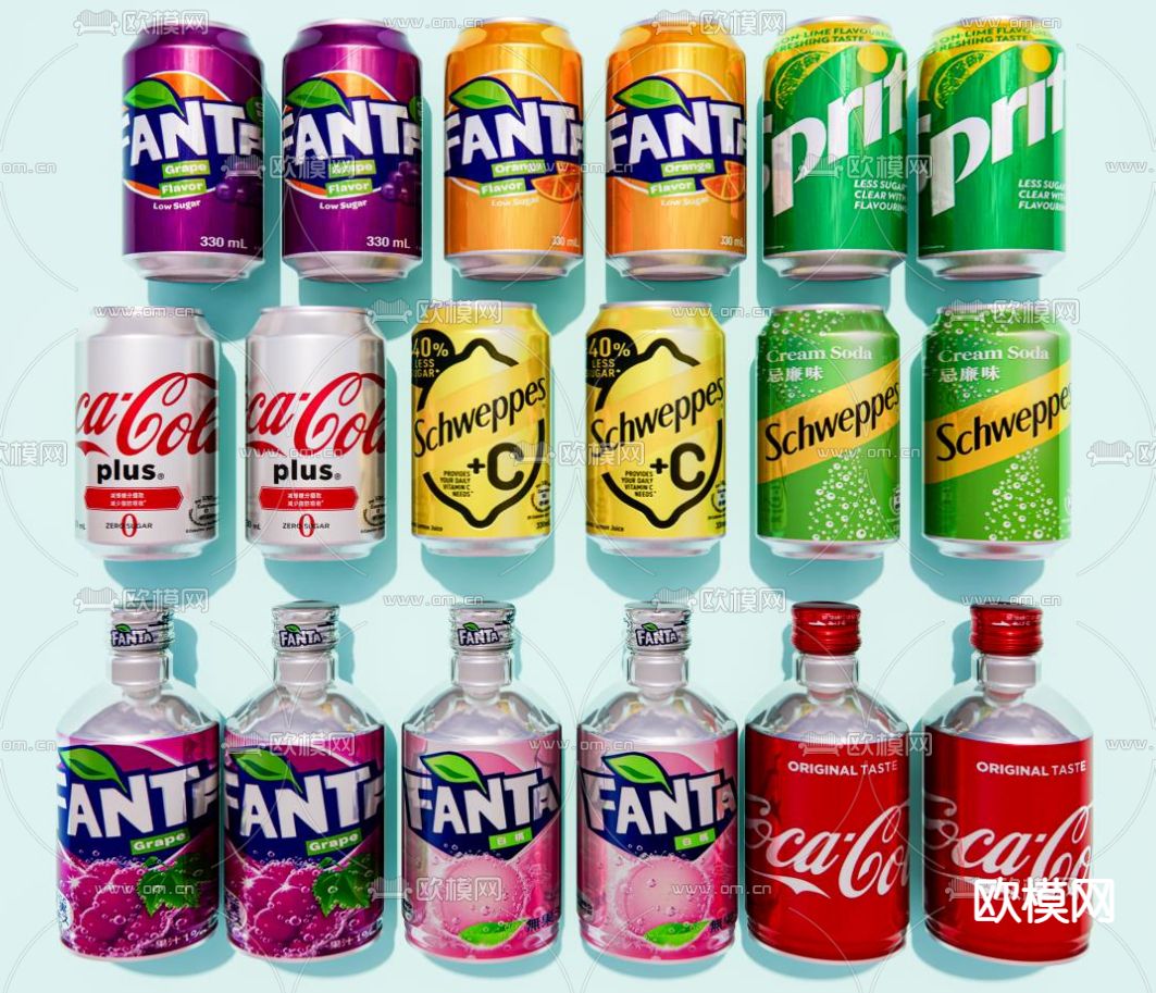现代瓶子易拉罐 啤酒 饮料su模型下载（渲染图2）