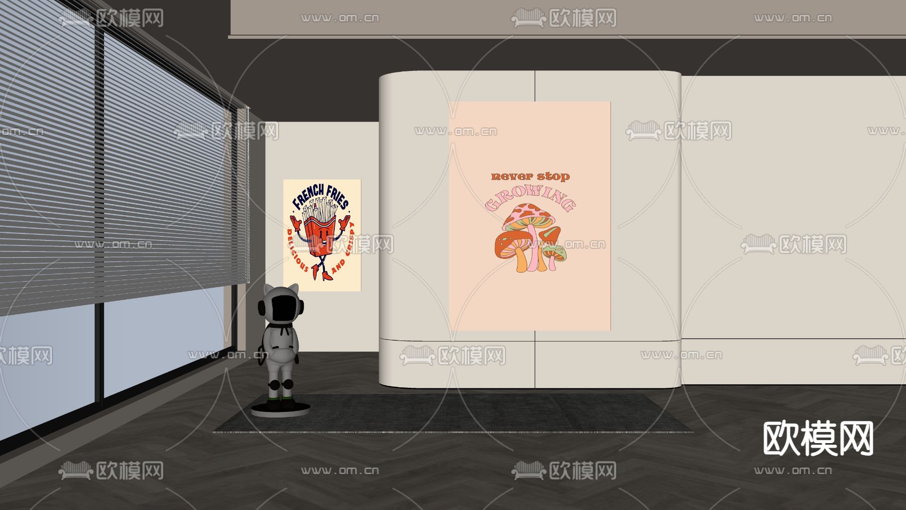 美式装饰画su模型下载（渲染图1）