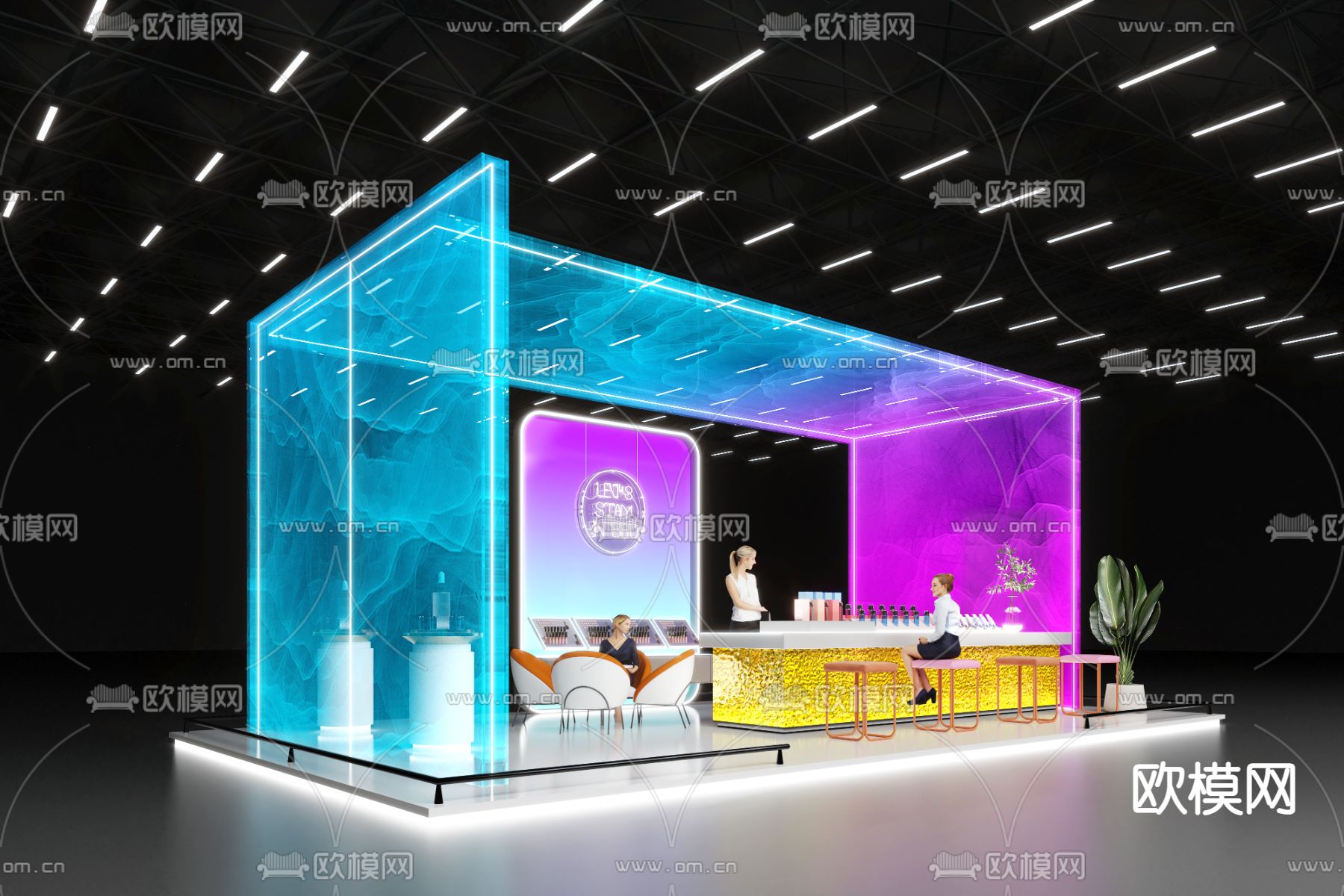 科技展台 酒吧3d模型下载