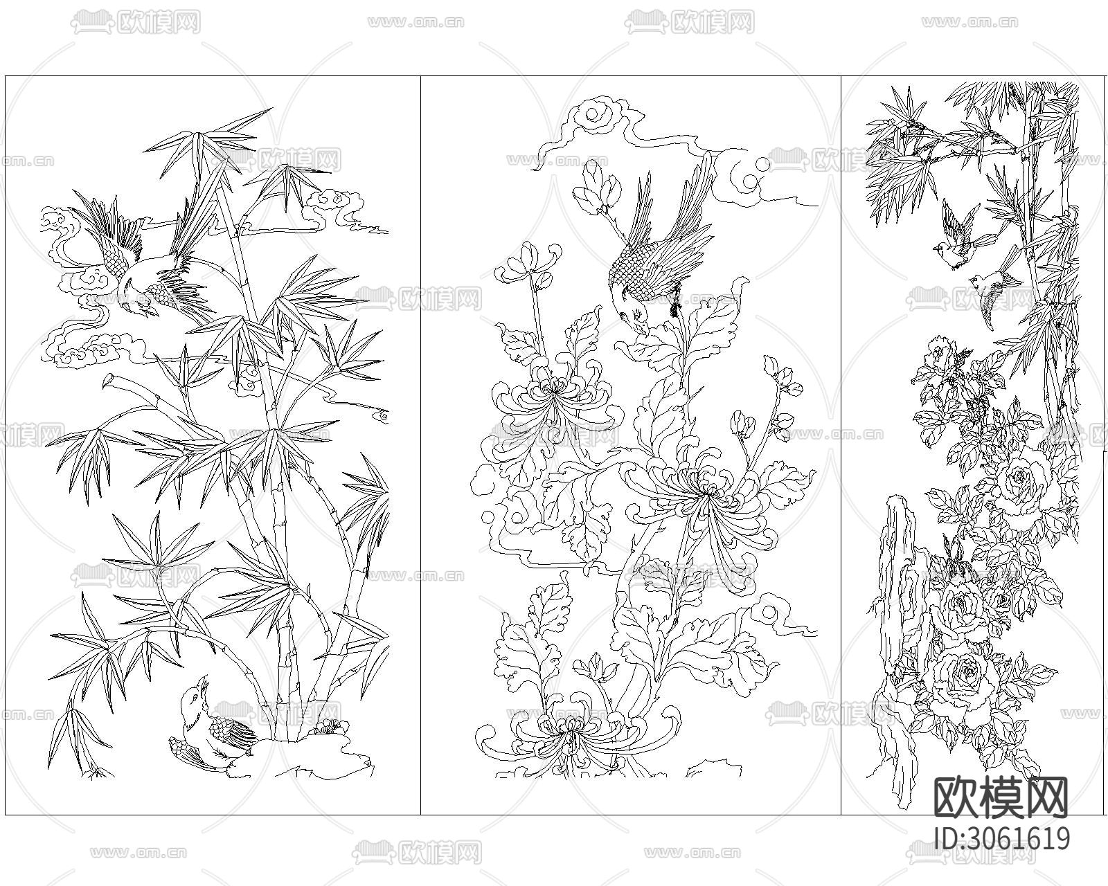 中式元素雕花 雕刻cad图库下载（渲染图7）