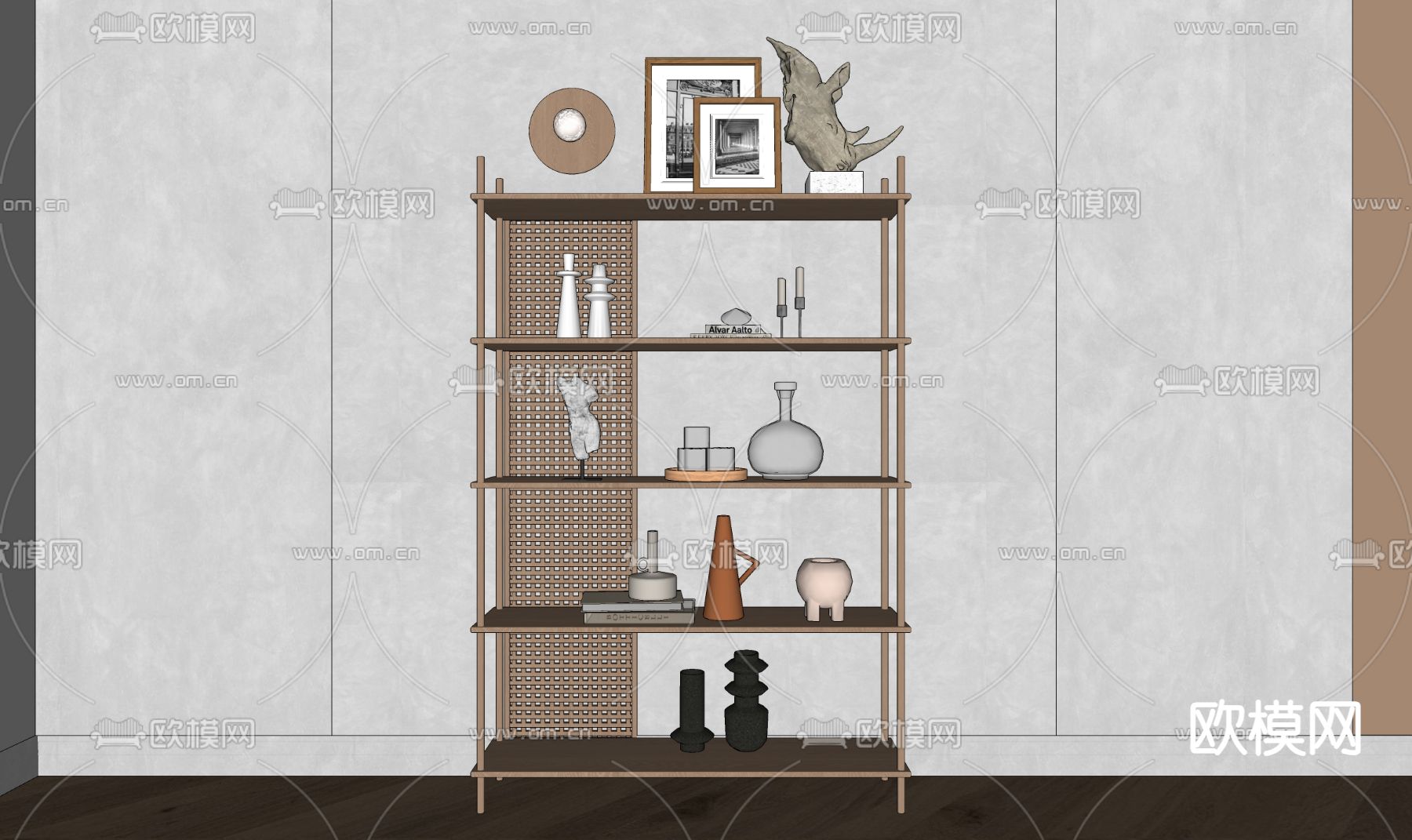 北欧装饰柜 置物架su模型下载（渲染图1）