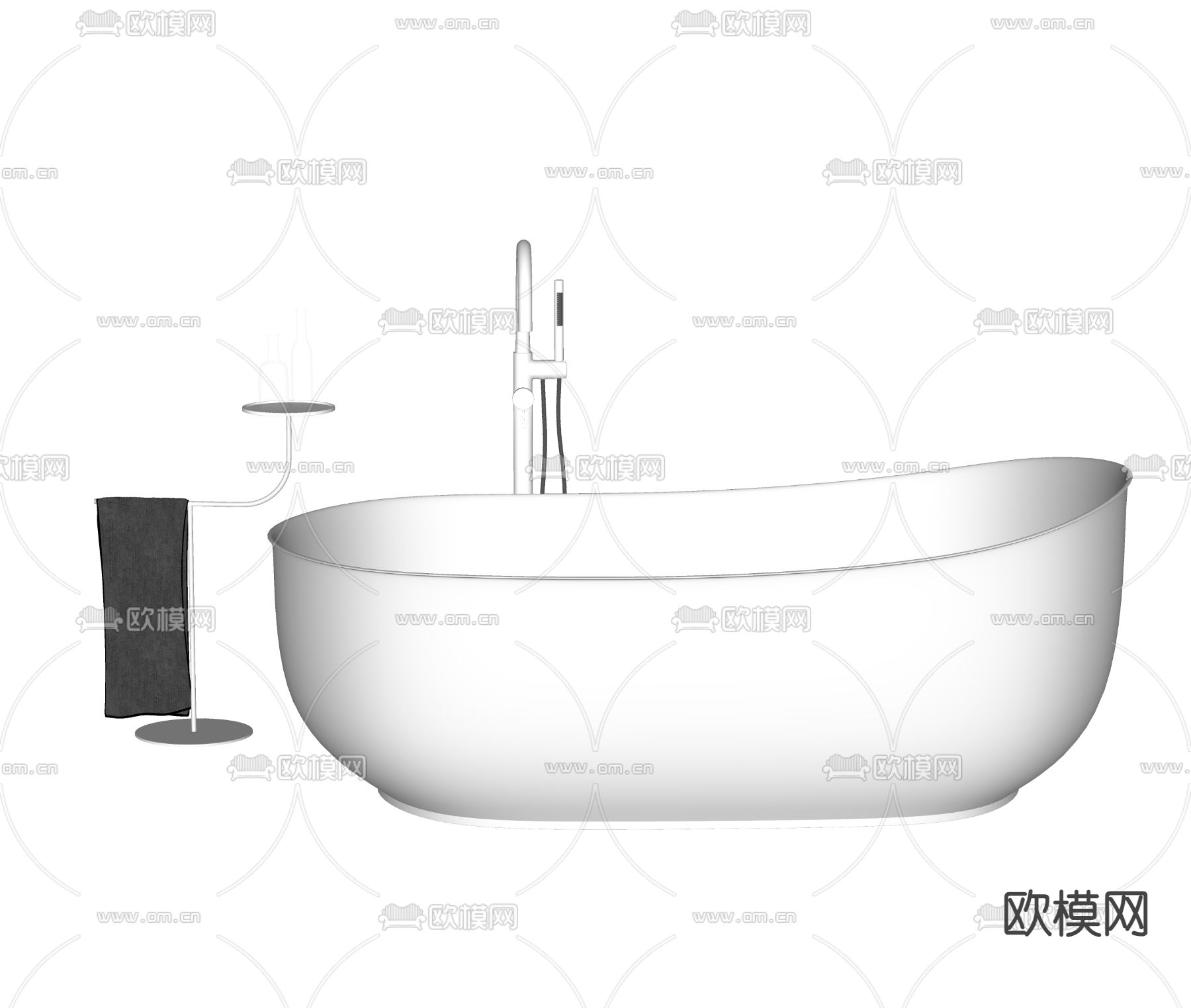 现代极简浴缸su模型