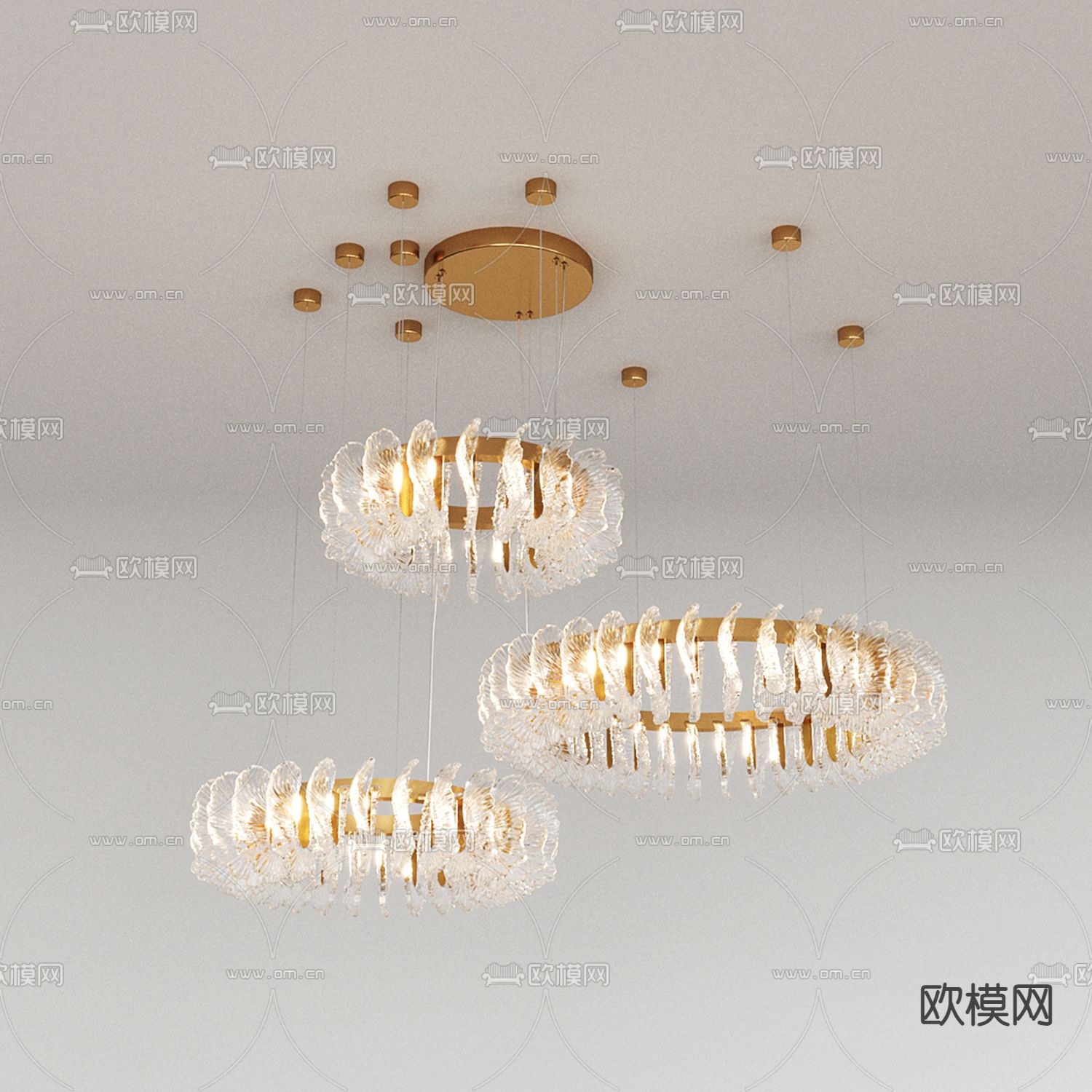 轻奢吊灯 水晶装饰灯3d模型下载（渲染图2）