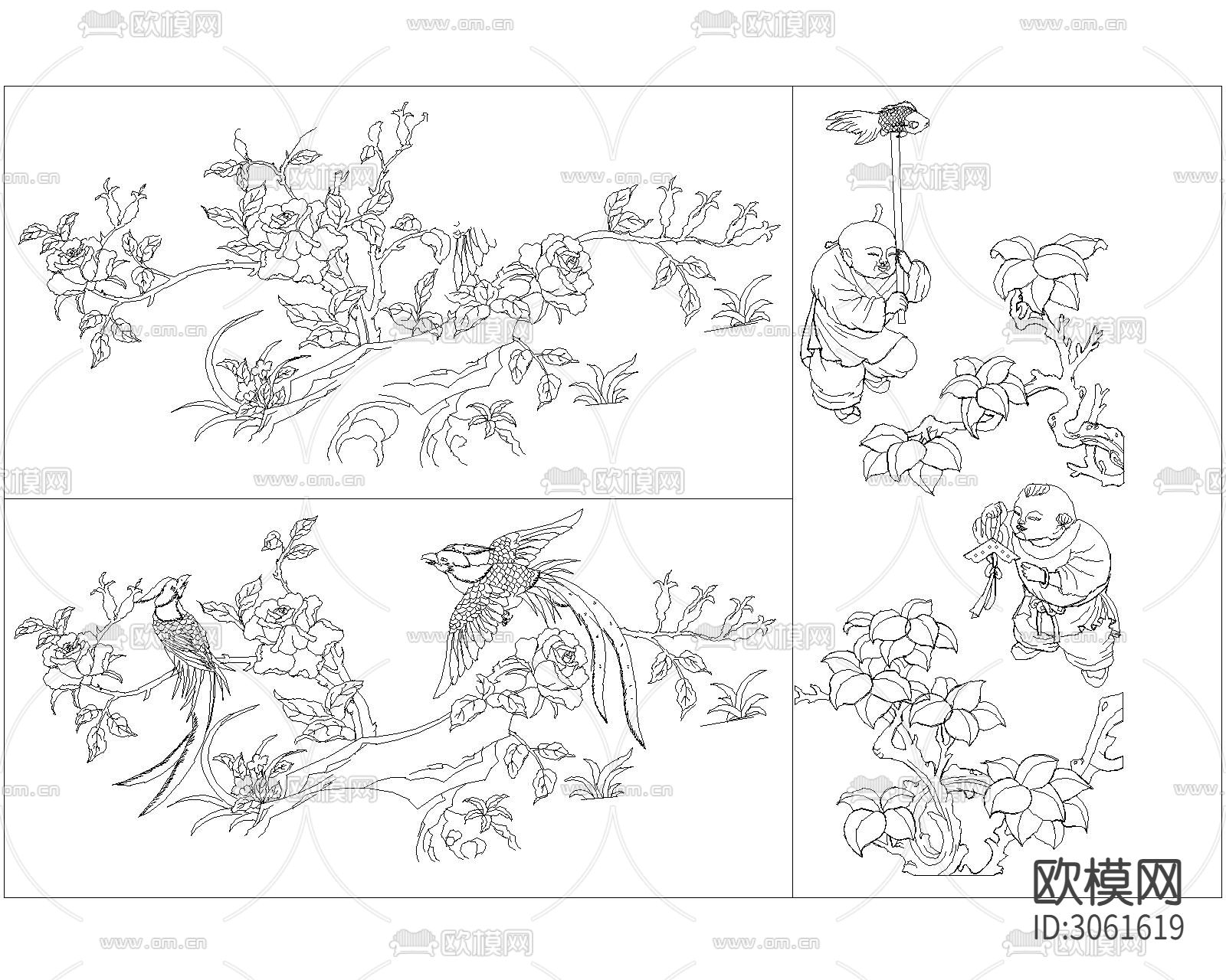中式元素雕花 雕刻cad图库下载（渲染图8）
