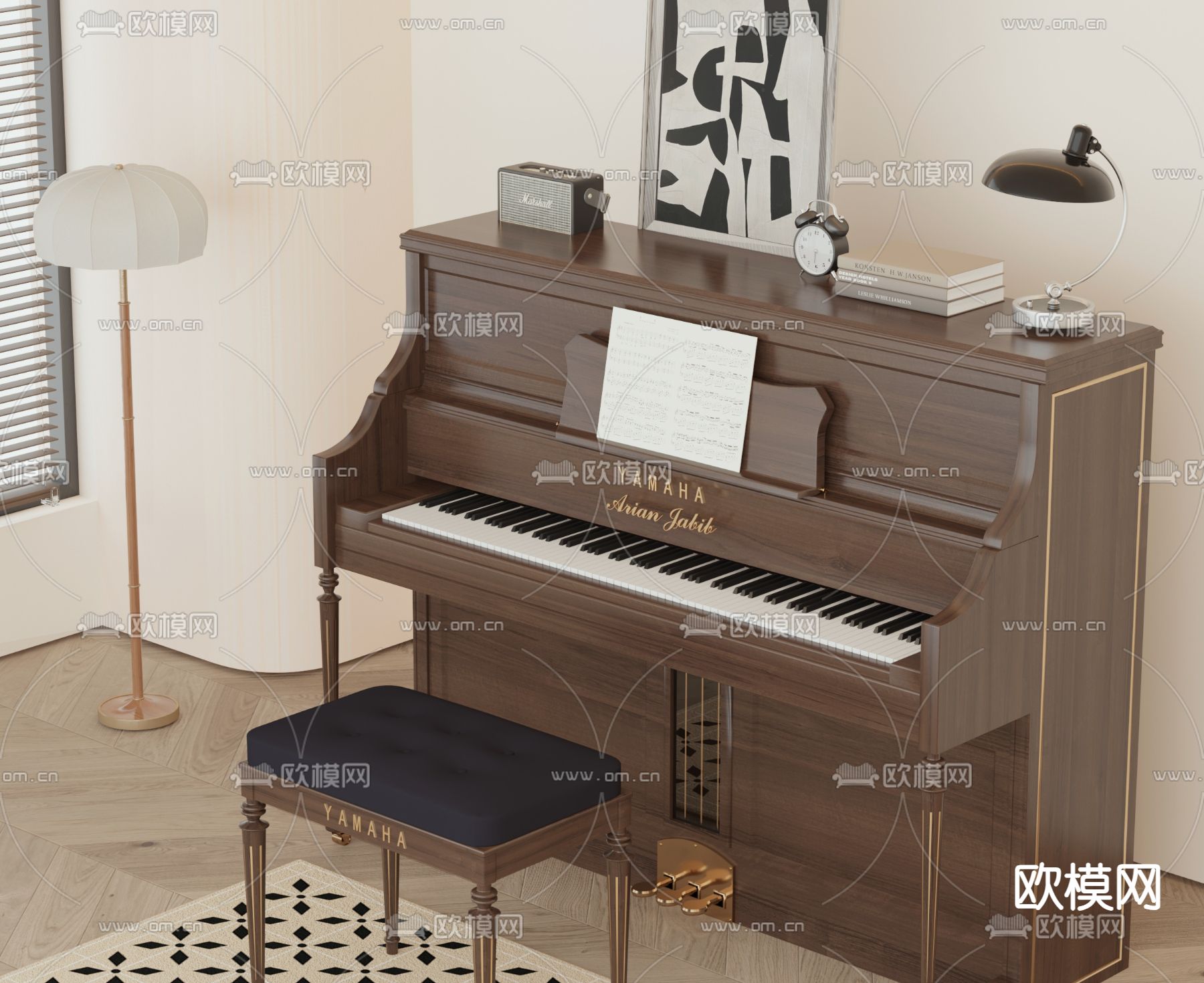 法式钢琴3d模型下载
