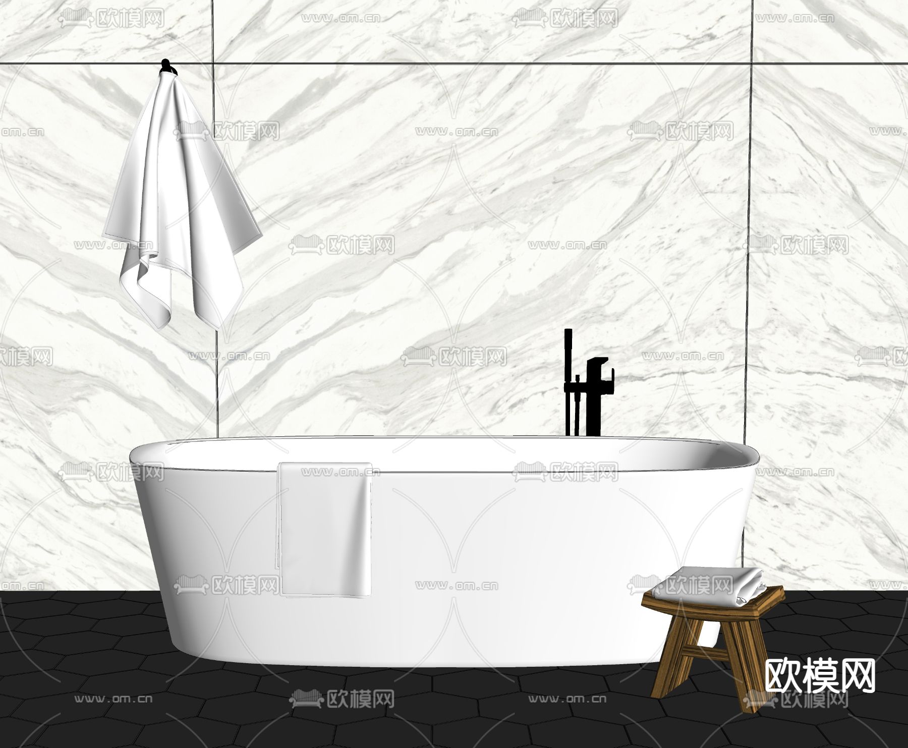 现代浴缸su模型下载（渲染图1）