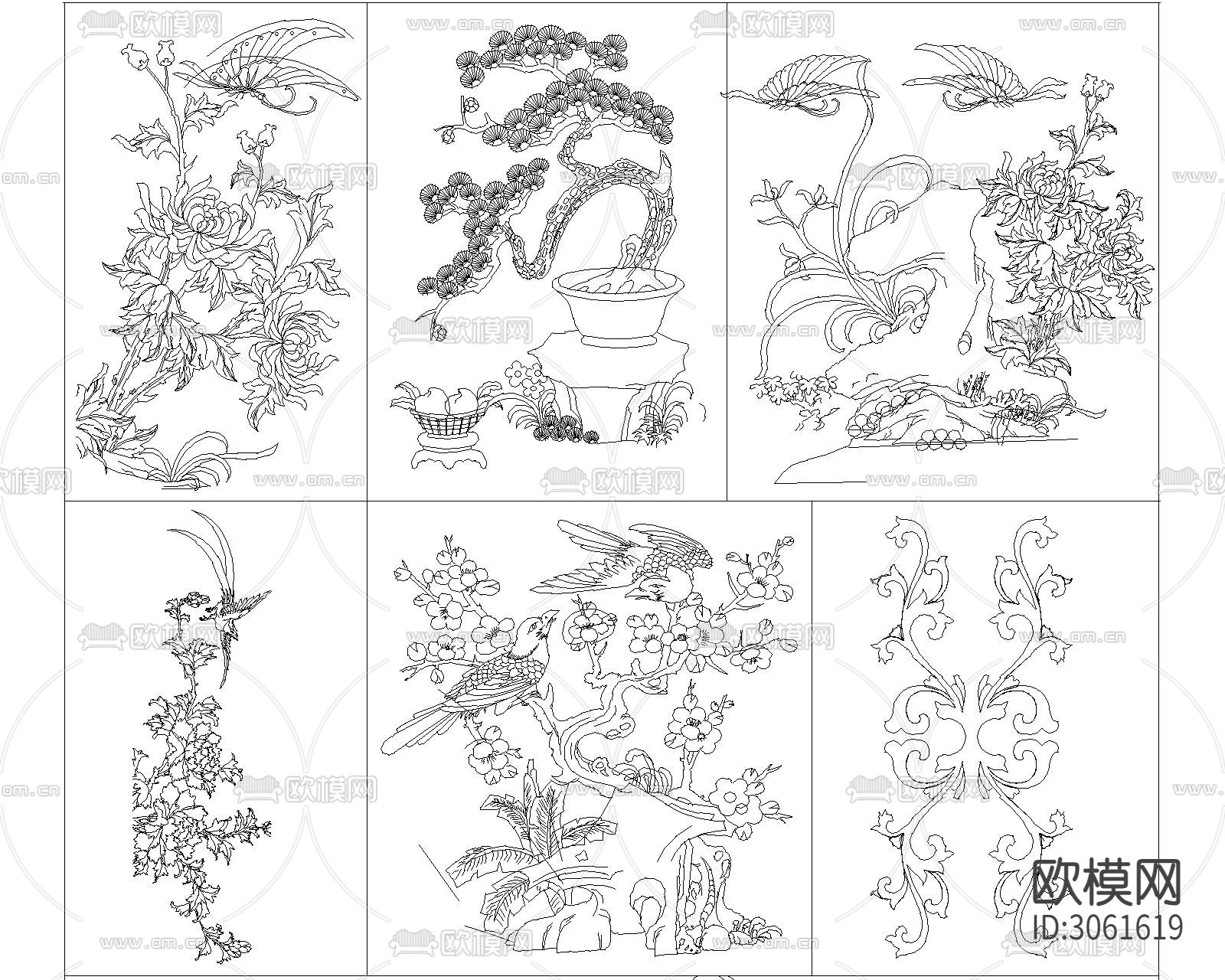 中式元素雕花 雕刻cad图库下载（渲染图9）