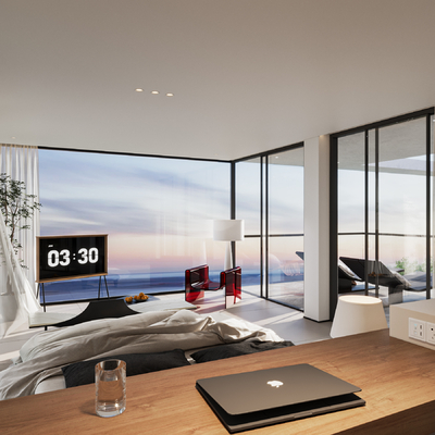  酒店海景客房su模型 