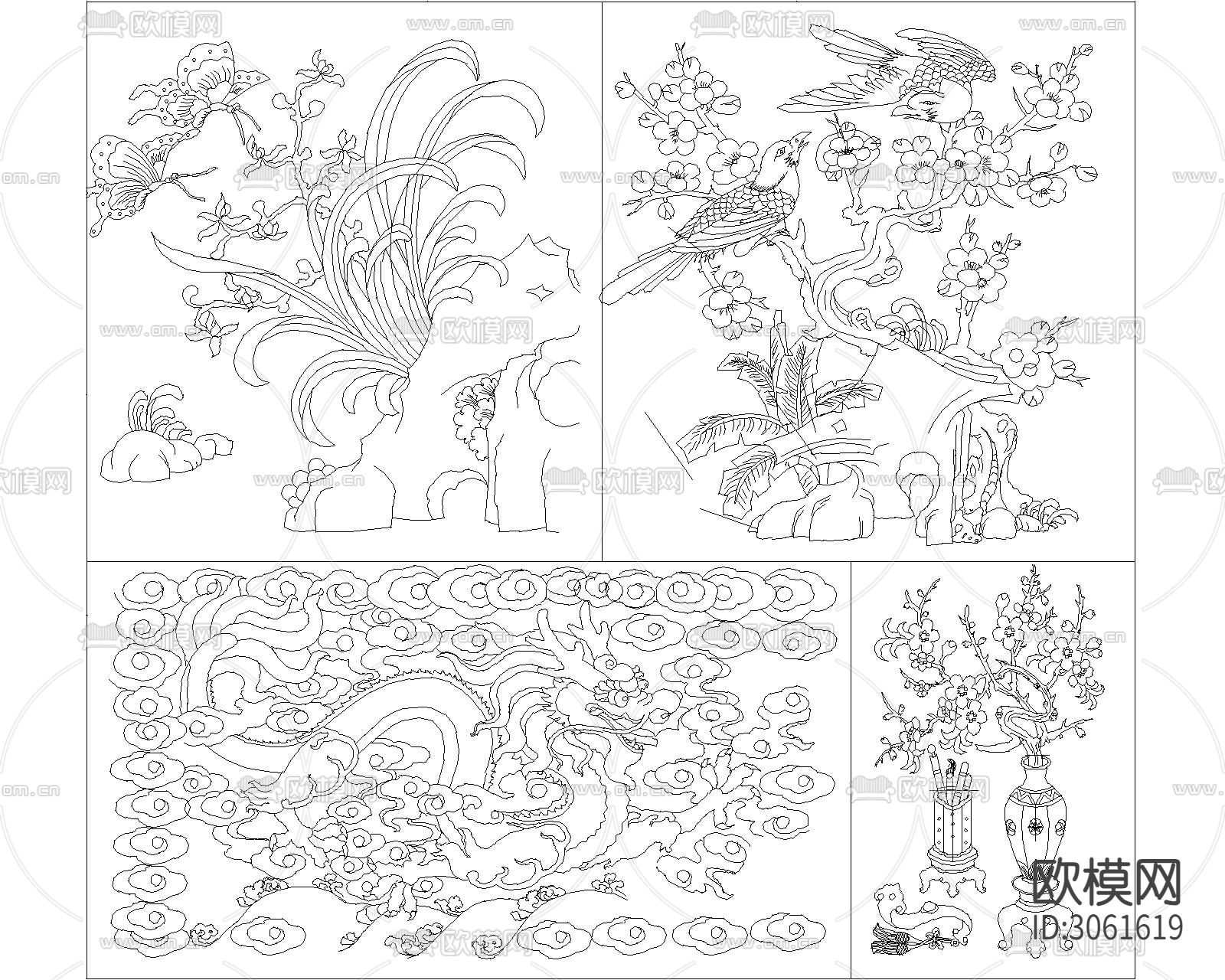 中式元素雕花 雕刻cad图库下载（渲染图10）