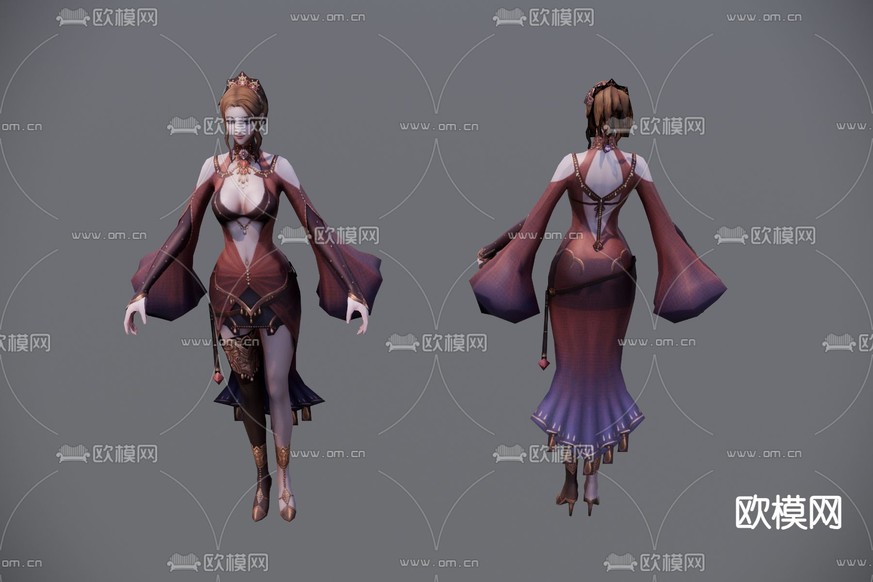 红衣仙女人物su模型下载(渲染图2)