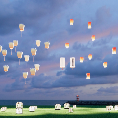  孔明灯 户外庭院灯su模型 