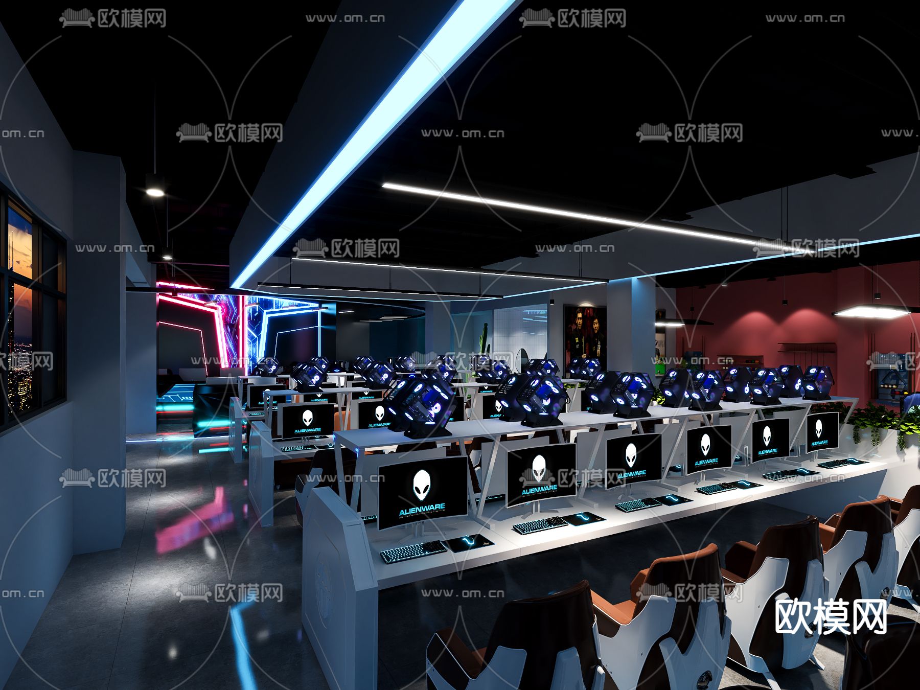 现代网吧 网咖 电竞馆3d模型下载