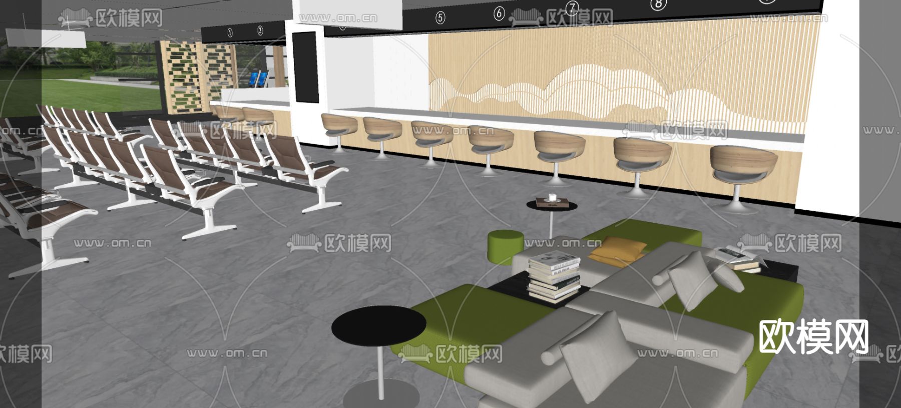 办事大厅 政务大厅su模型下载（渲染图1）