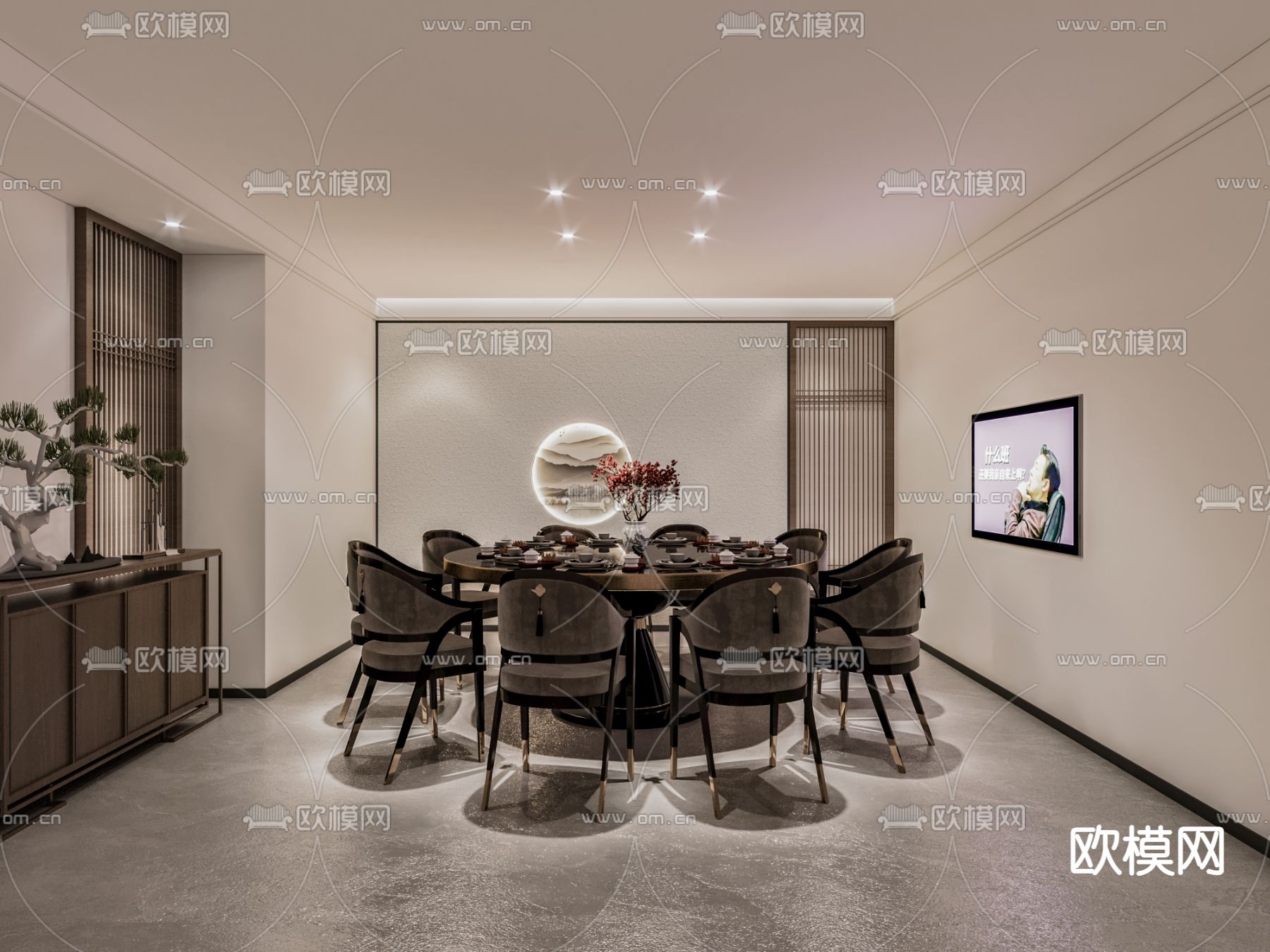 中餐厅包厢 酒楼包房免费3d模型下载