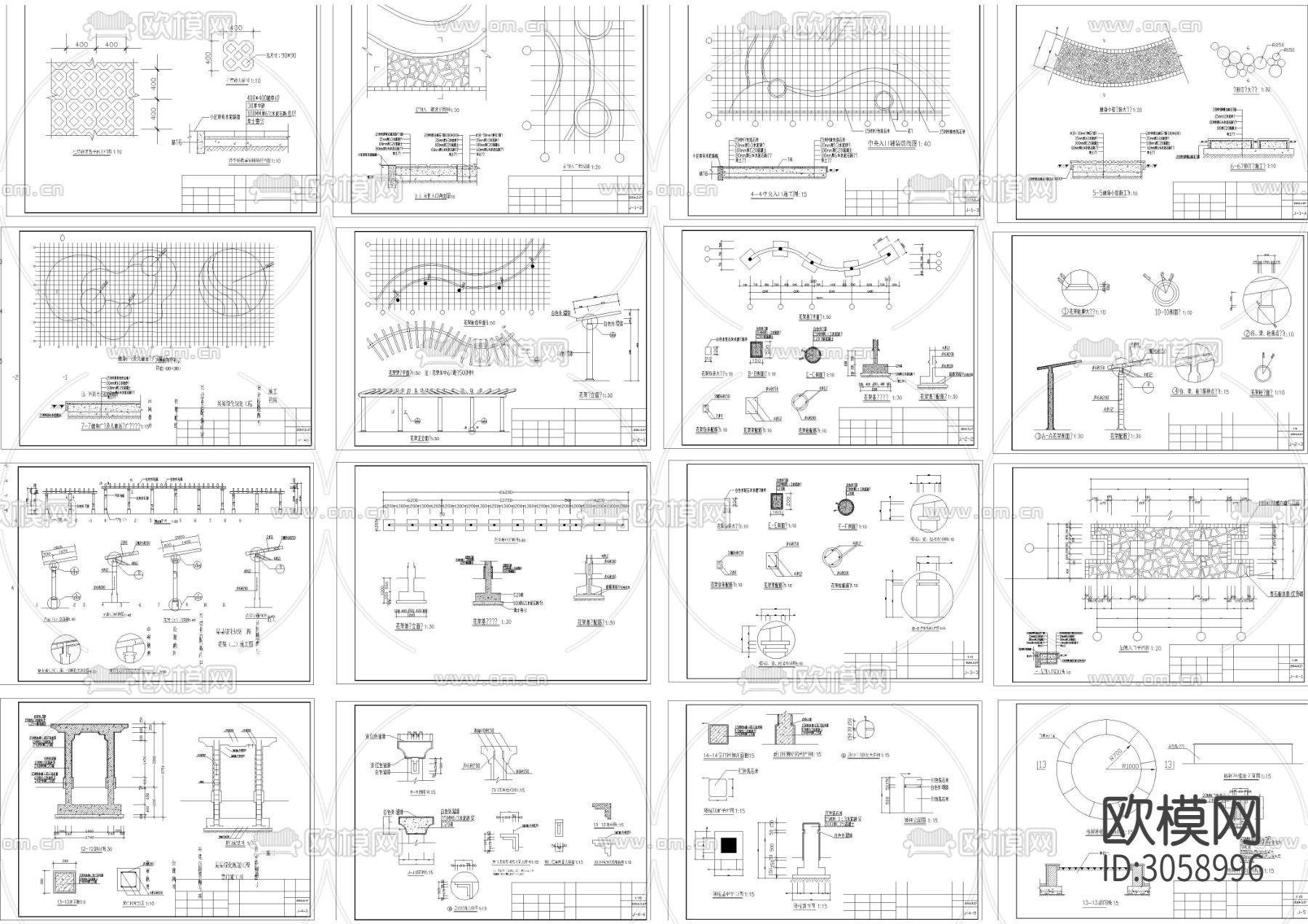 50款园林设计+凉亭cad施工图