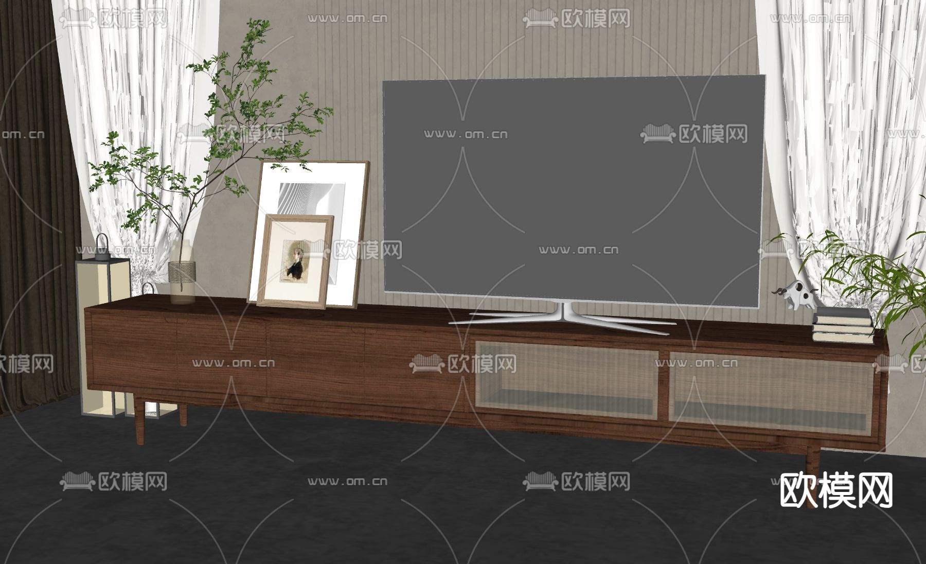 现代电视柜su模型下载_ID15085383_sketchup模型下载-欧模网