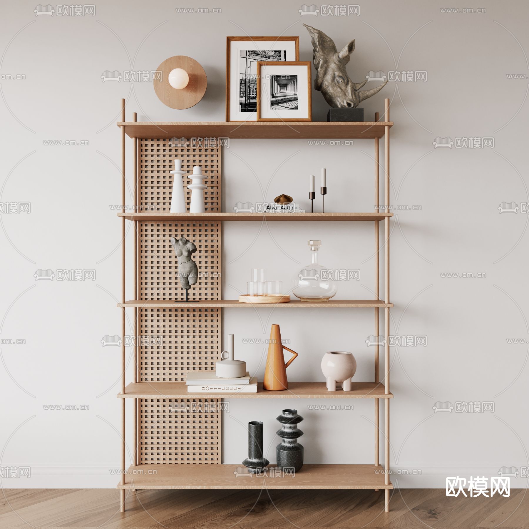 北欧装饰柜 置物架su模型下载（渲染图2）