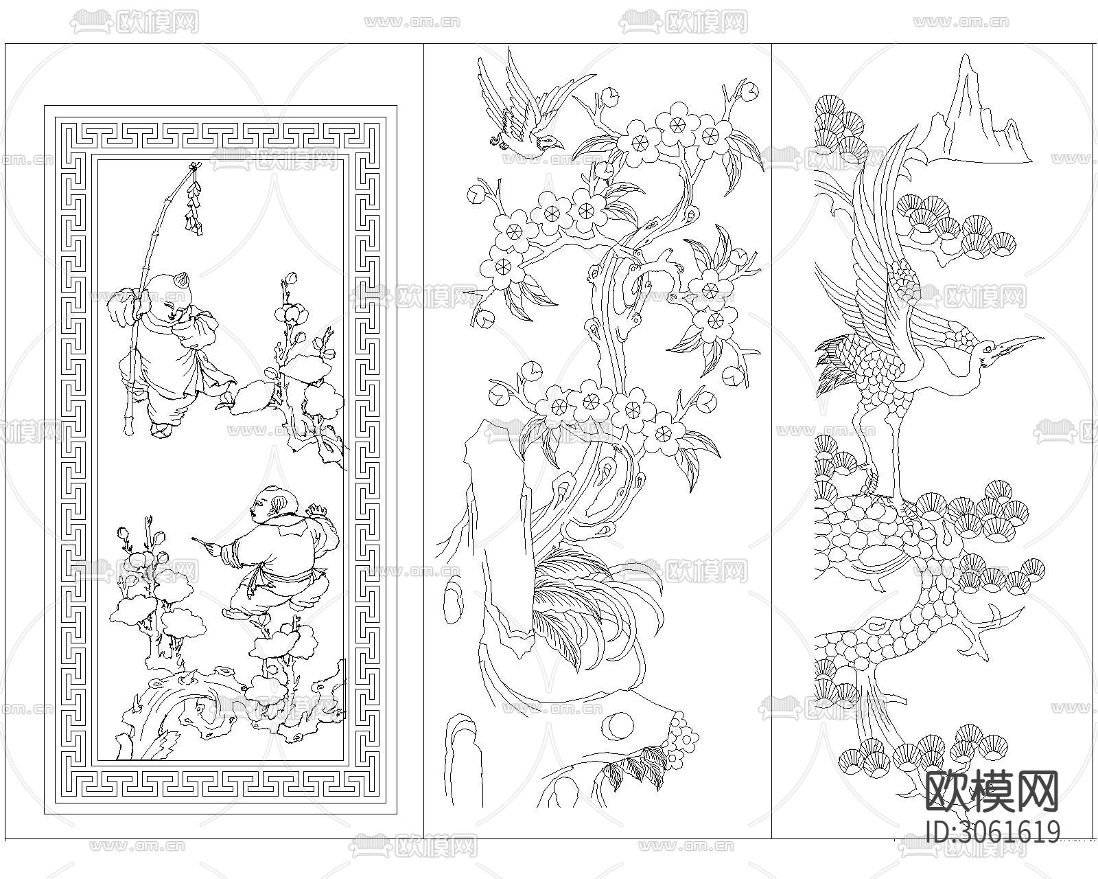 中式元素雕花 雕刻cad图库下载（渲染图5）