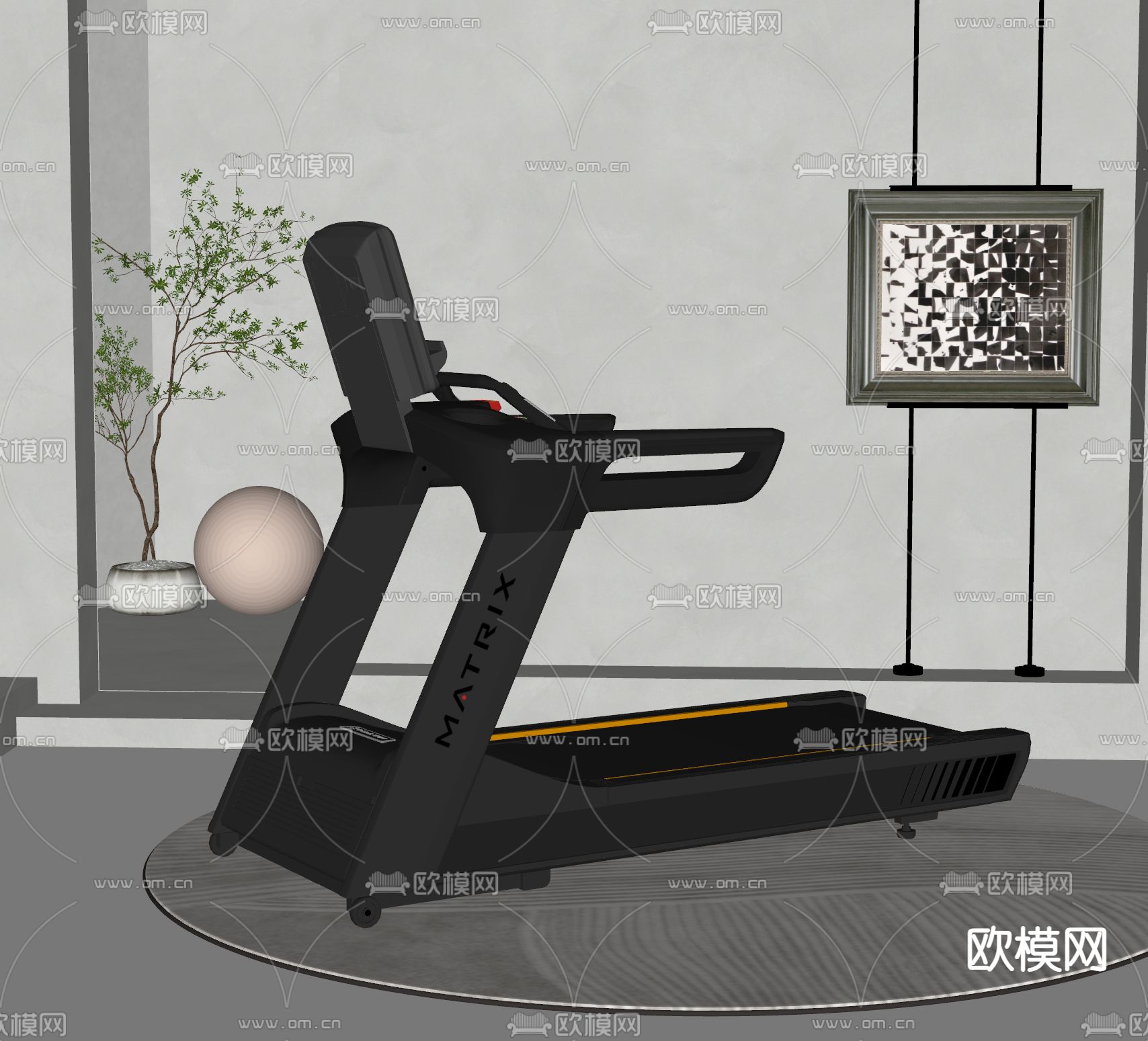 现代跑步机su模型下载（渲染图1）
