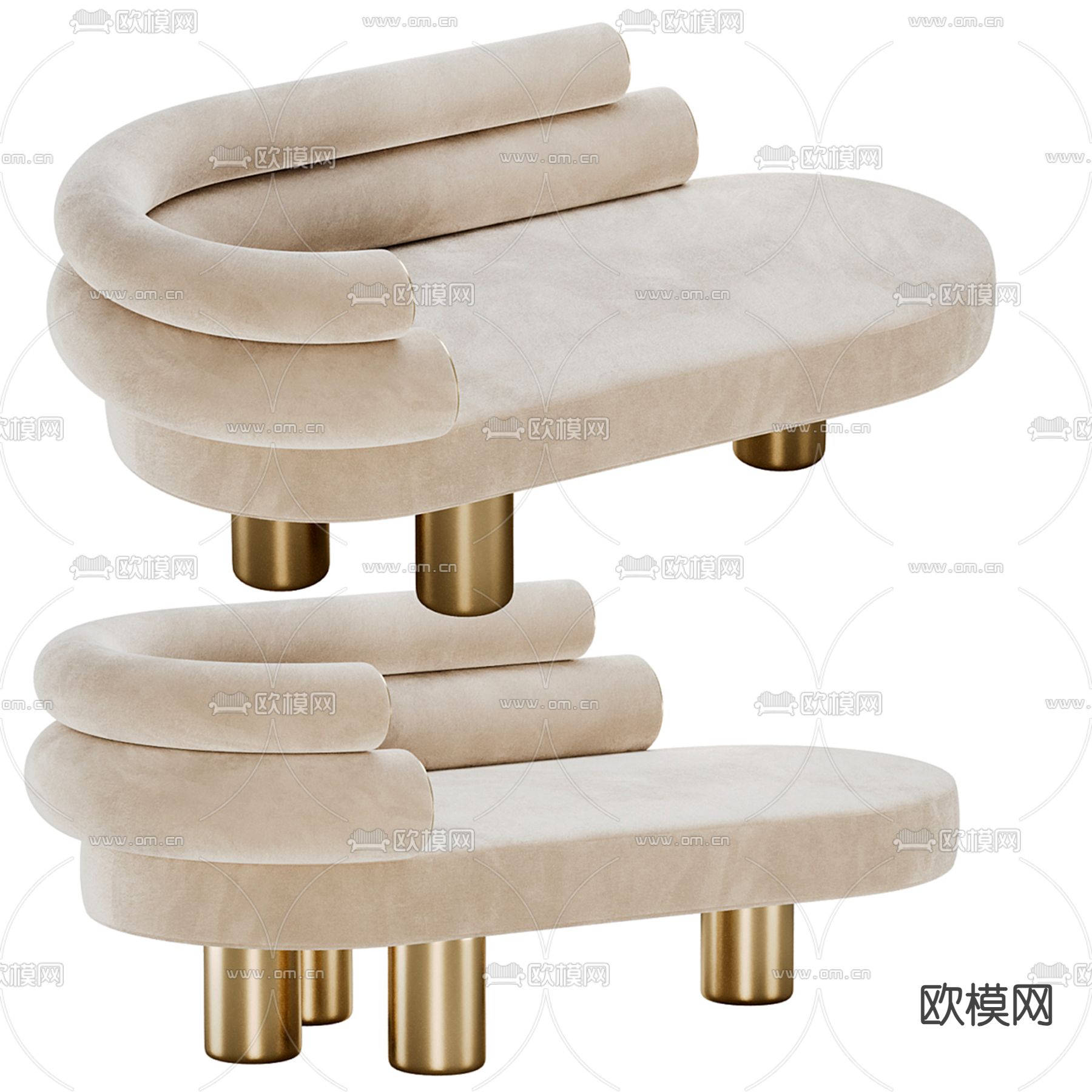 Poliform 弧形沙发su模型下载（渲染图2）