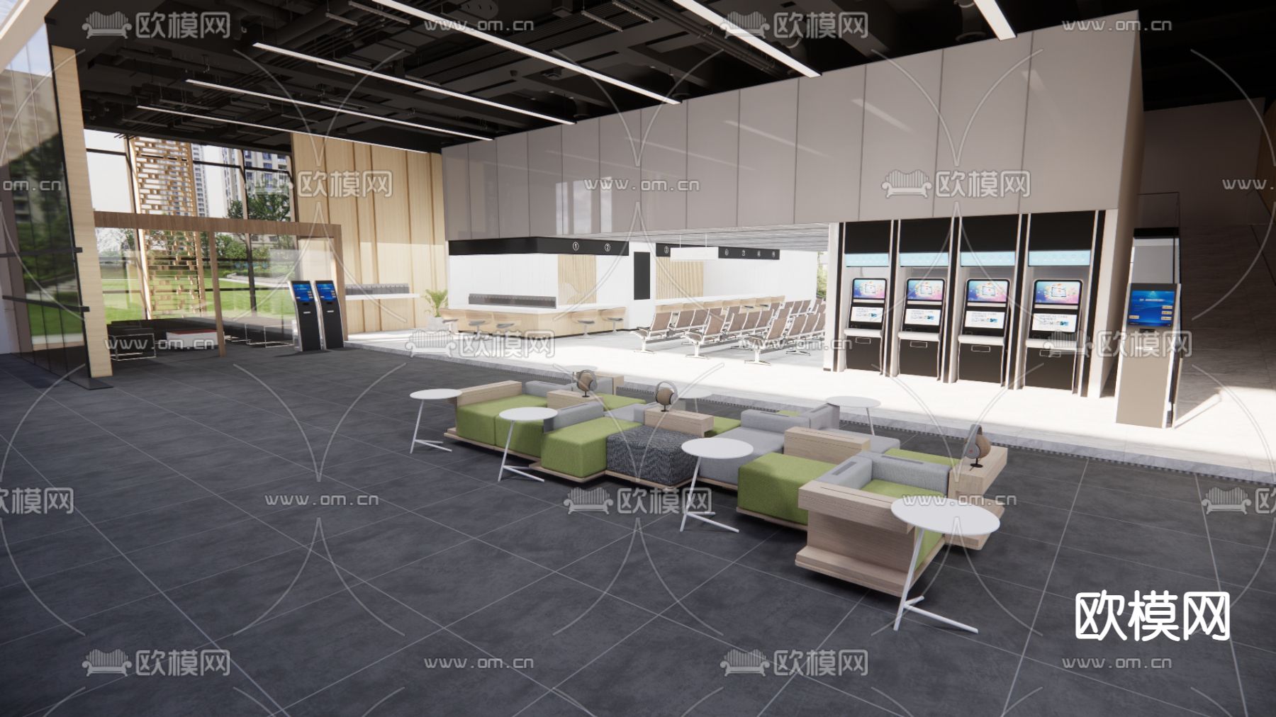 办事大厅 政务大厅su模型下载（渲染图4）