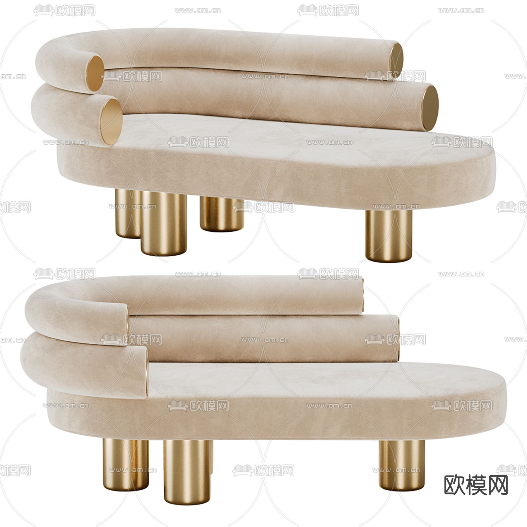 Poliform 弧形沙发su模型下载（渲染图3）