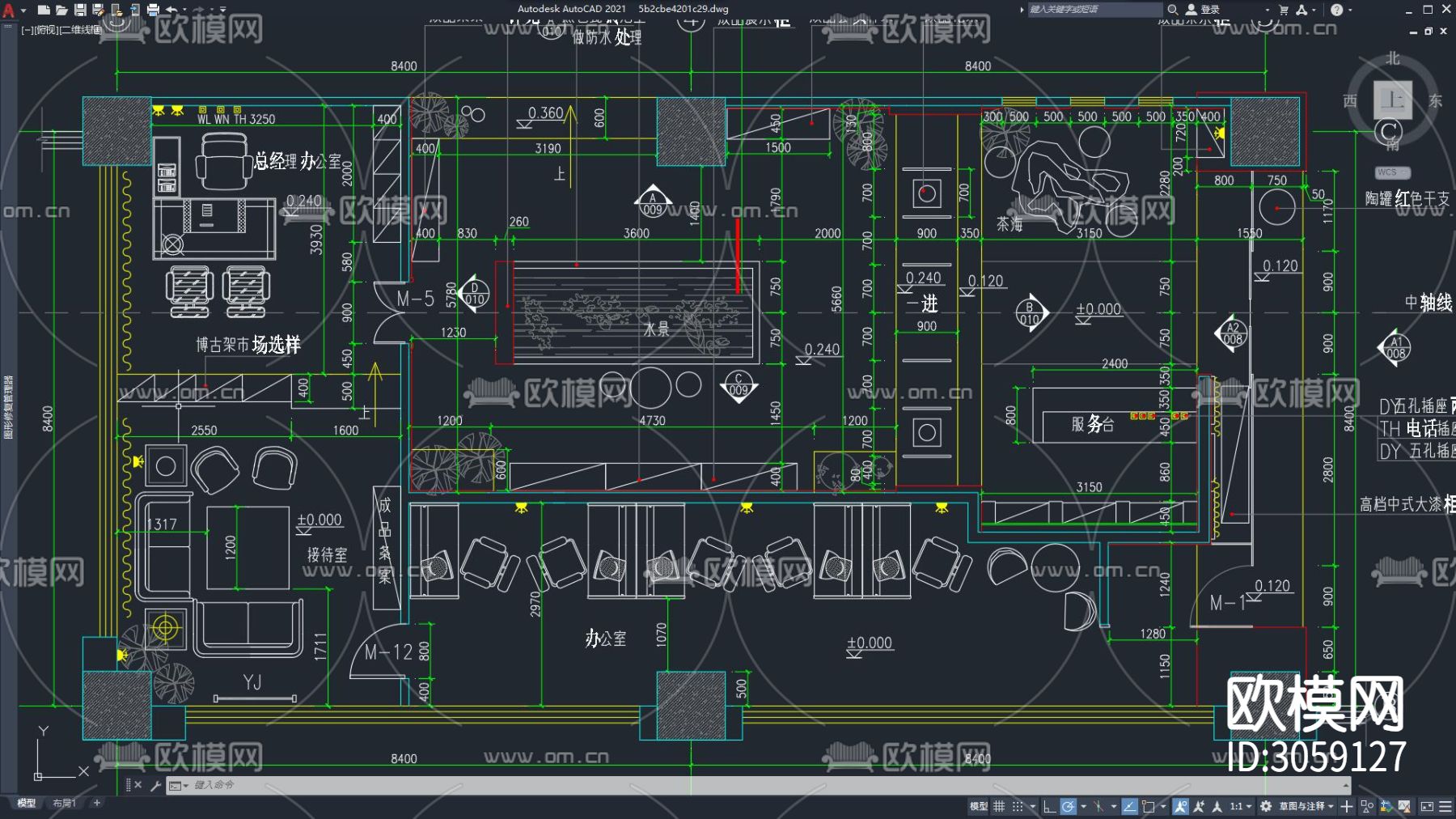 会所一进院 会所建筑 娱乐空间 餐饮空间 茶楼cad施工图-免费3dmax模型库-欧模网