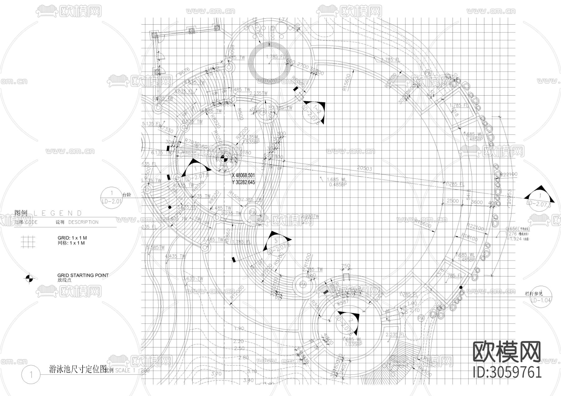 园林户外泳池cad大样图下载（渲染图5）