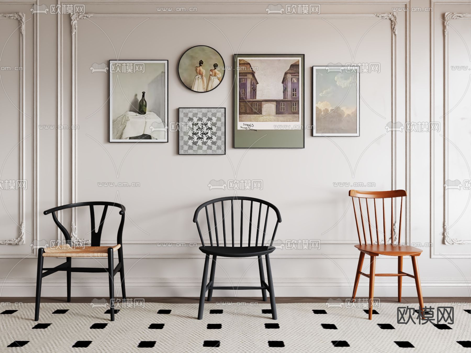 北欧椅子 餐椅3d模型下载