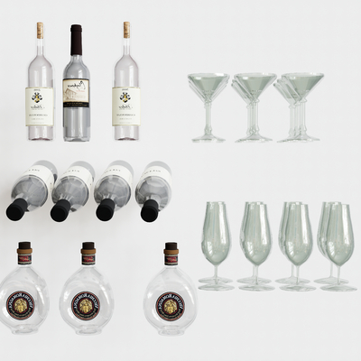  酒具 酒瓶 酒杯su模型 