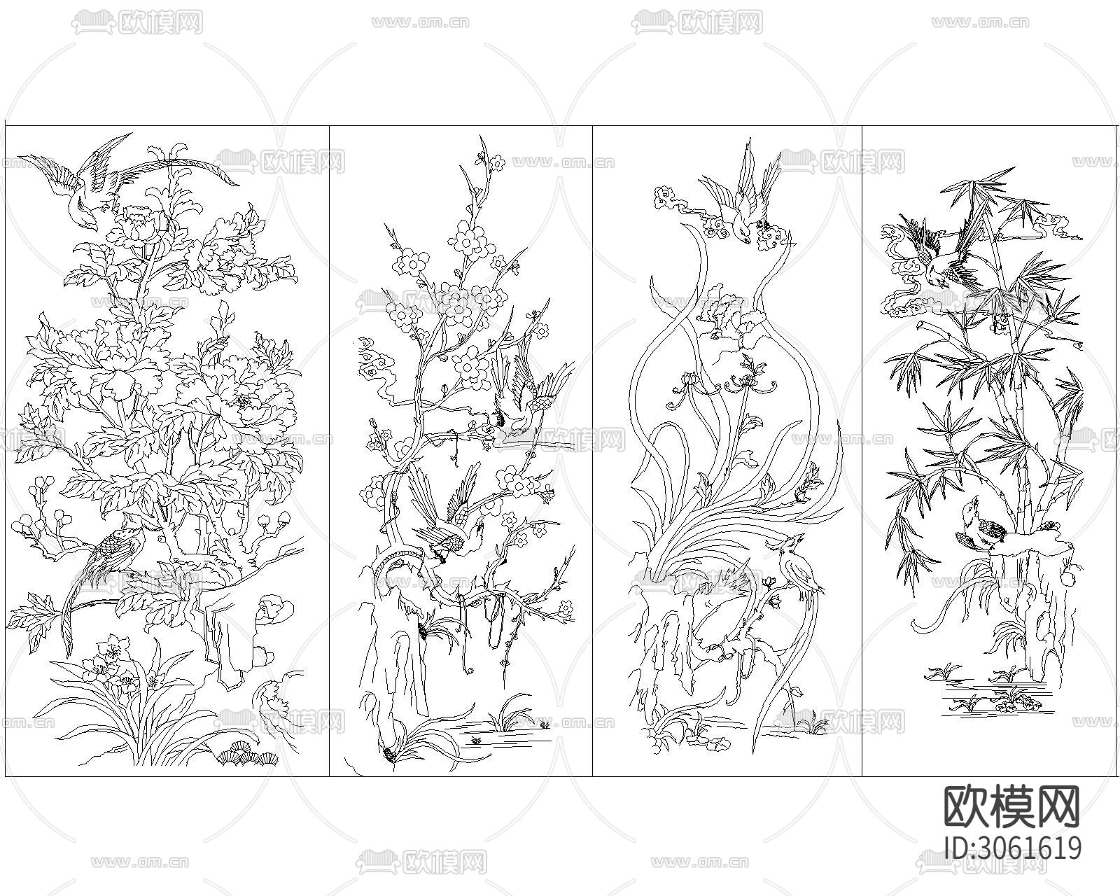 中式元素雕花 雕刻cad图库下载（渲染图4）
