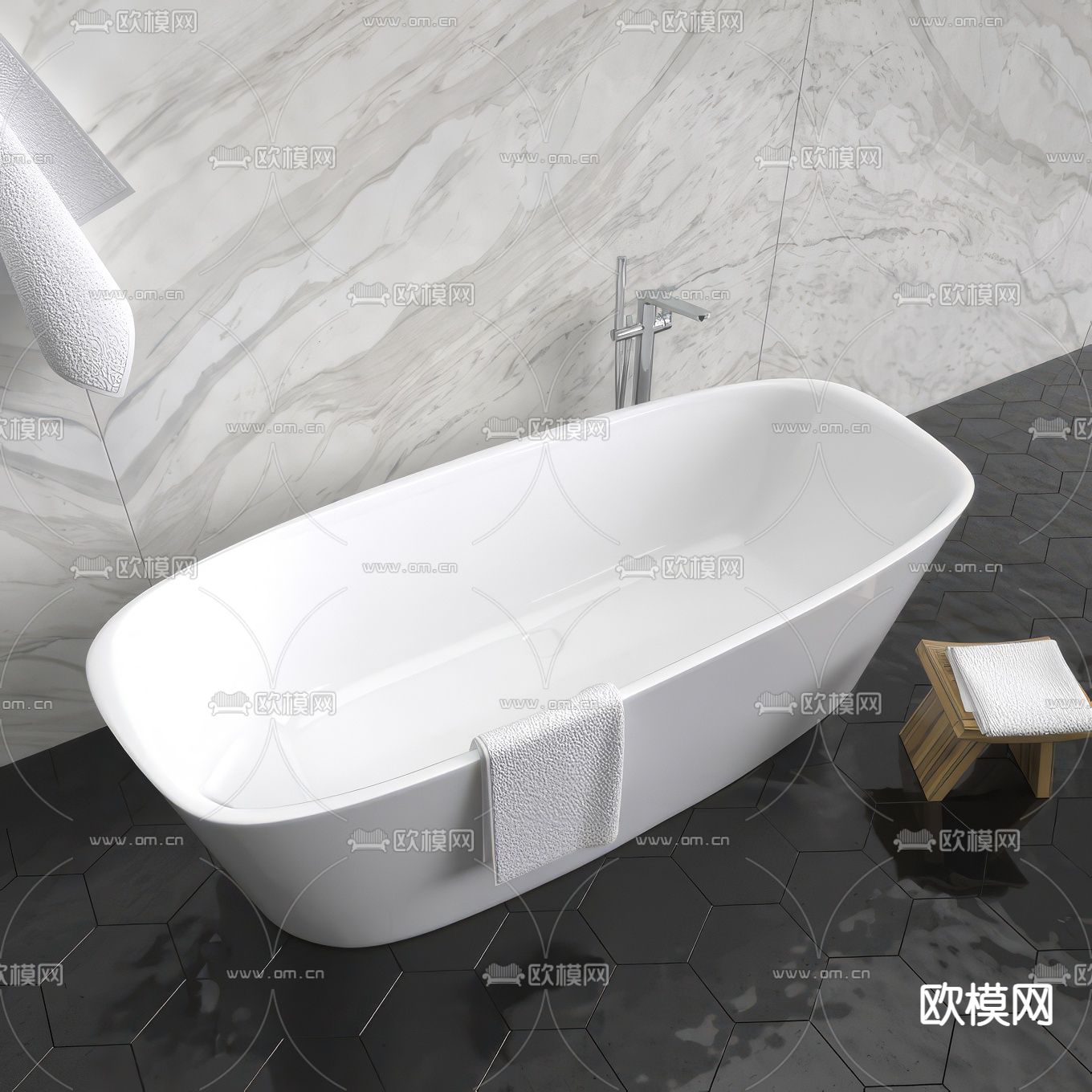 现代浴缸su模型下载（渲染图2）