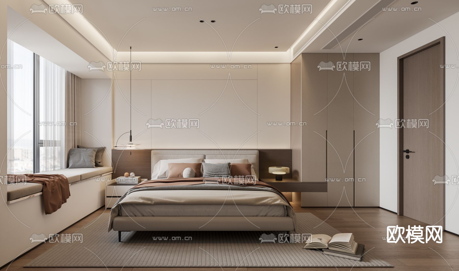 现代卧室 主人房3d模型下载