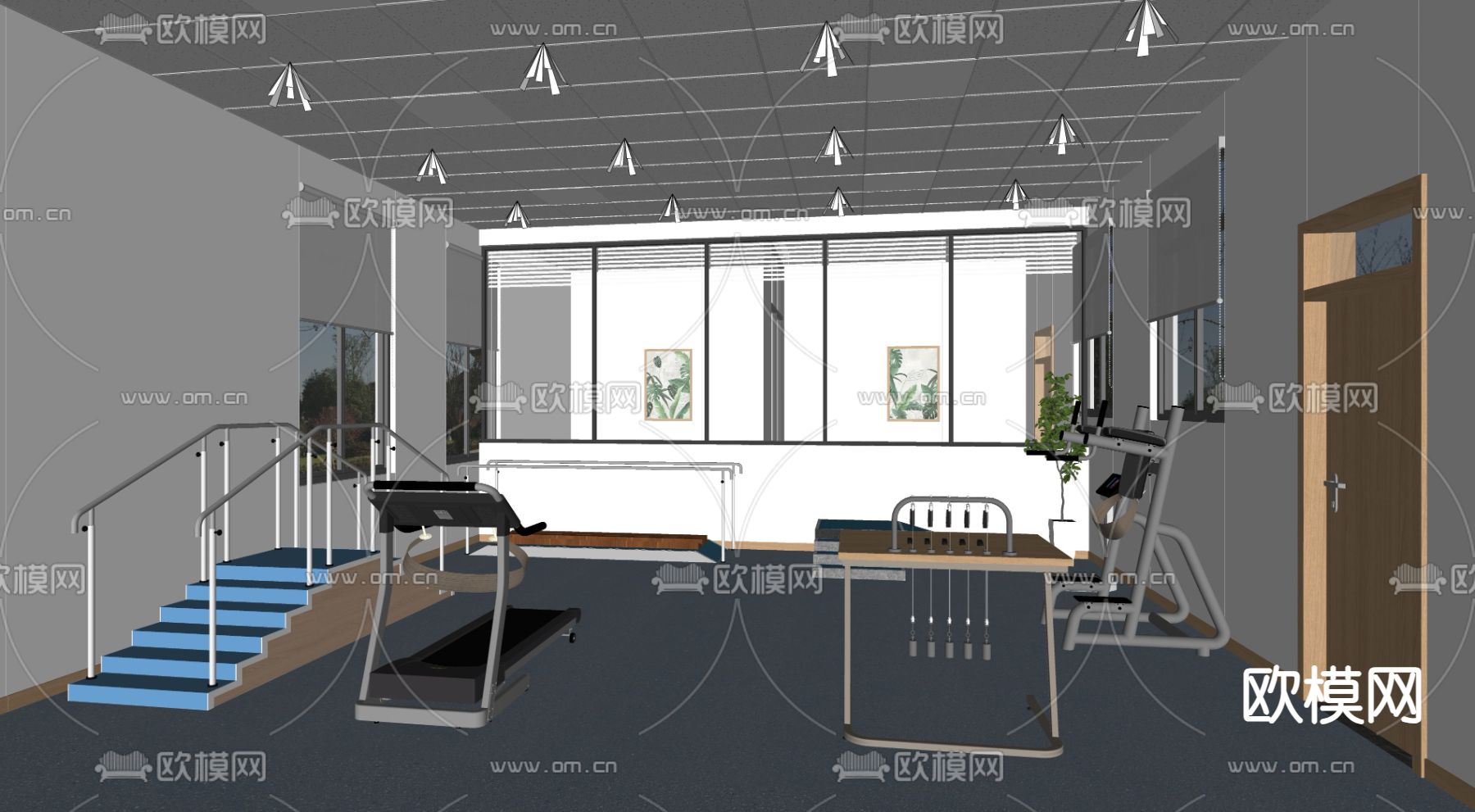 现代医院康复室su模型下载（渲染图1）