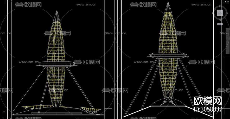 觀光塔建筑設(shè)計 觀景平臺 觀光塔 觀景 平臺cad施工圖下載(渲染圖4)