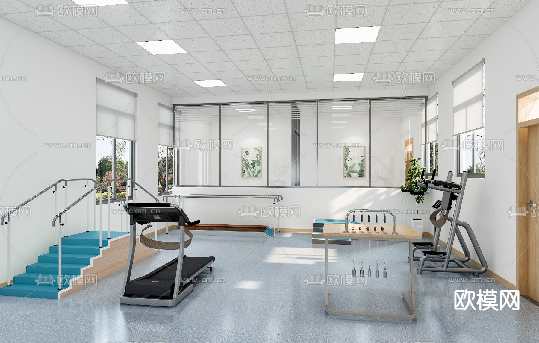 现代医院康复室su模型下载（渲染图2）