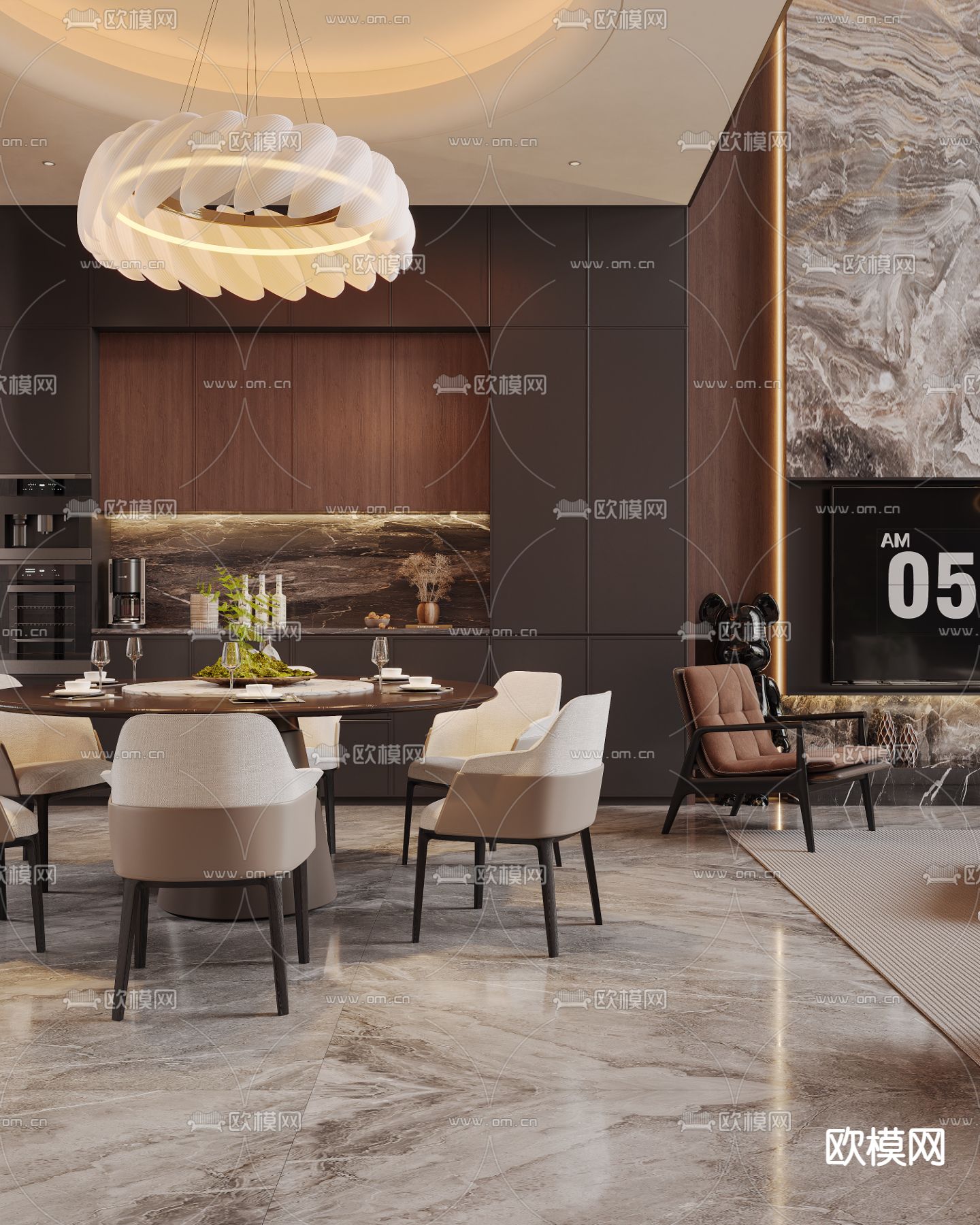 别墅客厅 别墅中空3d模型下载（渲染图7）