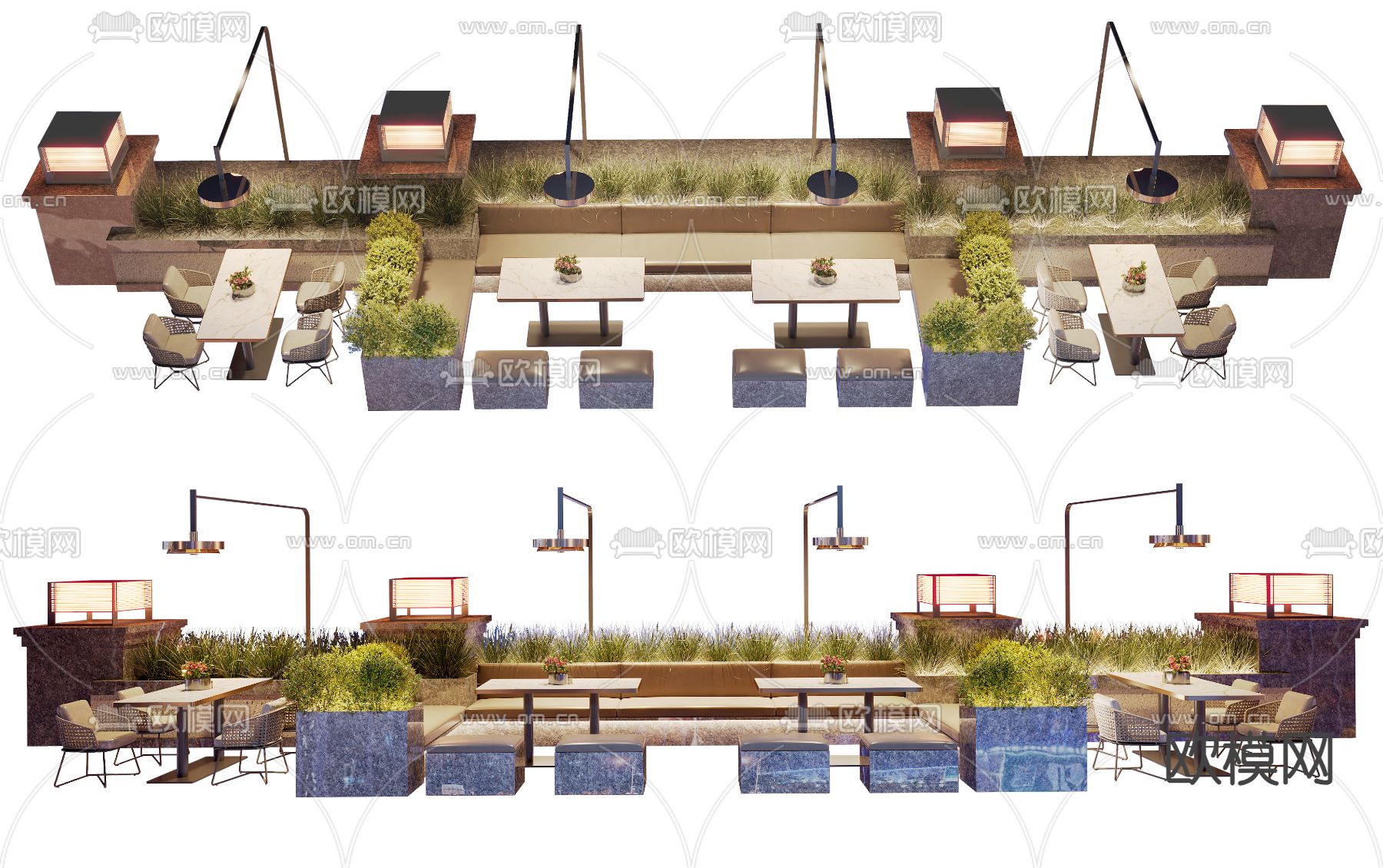 卡座餐桌椅 餐厅卡座 卡座沙发3d模型下载（渲染图1）