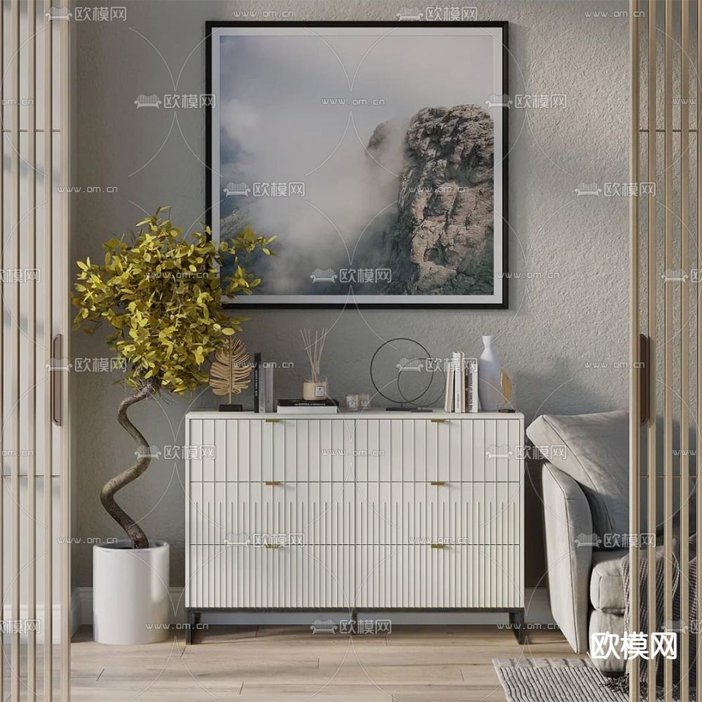 Mister Room 现代斗柜 边柜3d模型下载（渲染图1）