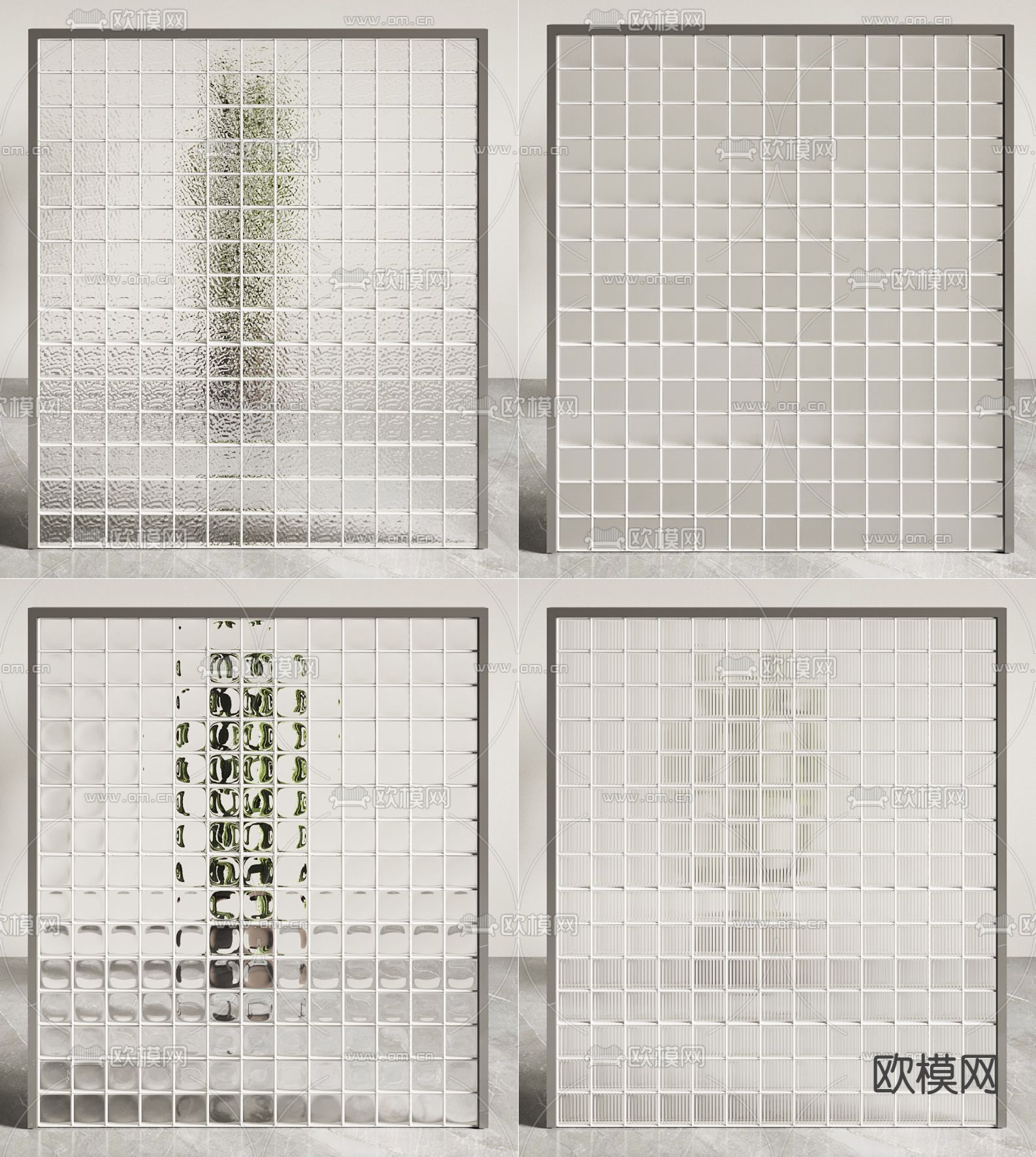 玻璃砖屏风 隔断3d模型下载