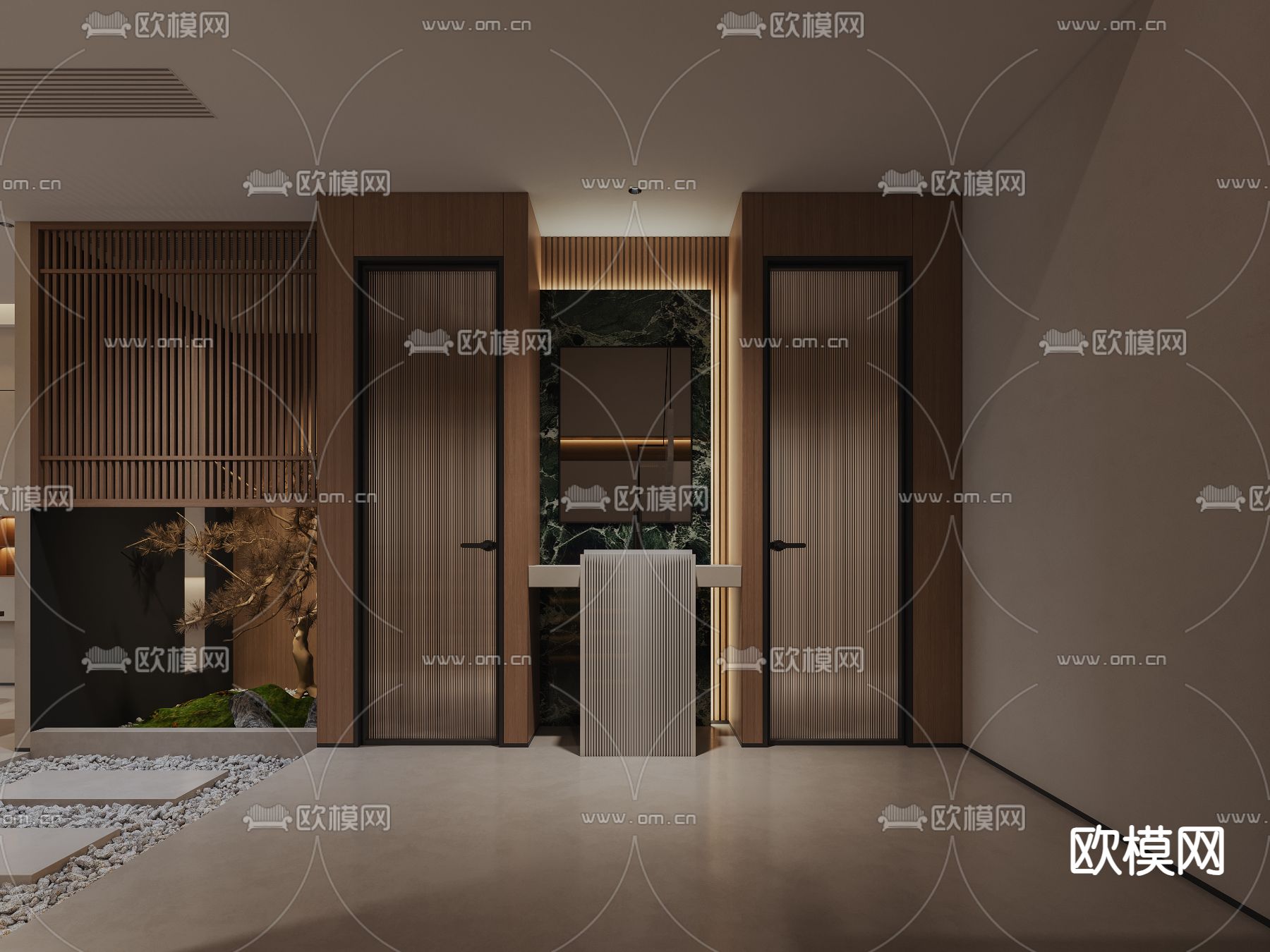 侘寂水吧区 吧台 茶室3d模型下载（渲染图3）