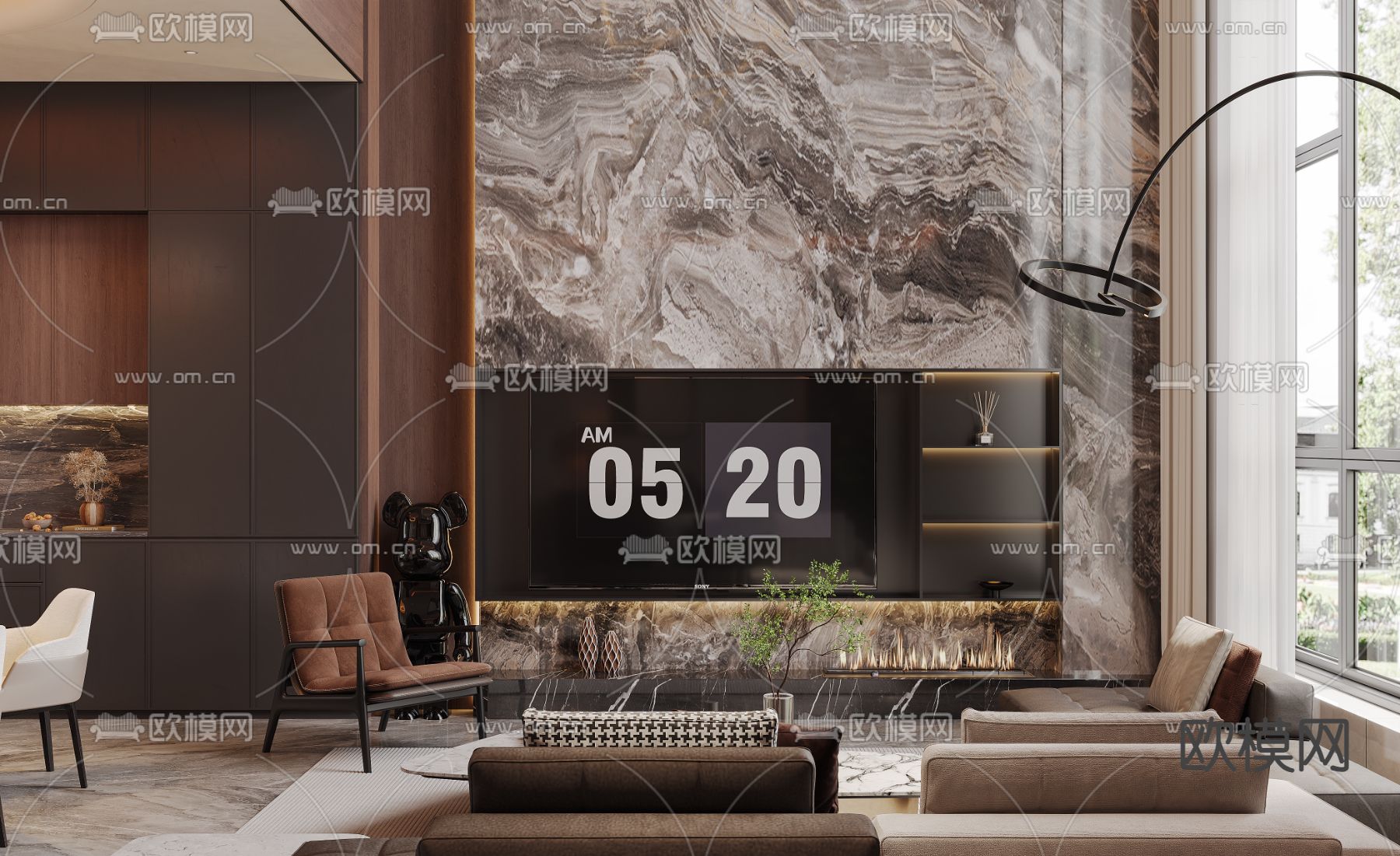 别墅客厅 别墅中空3d模型下载（渲染图3）