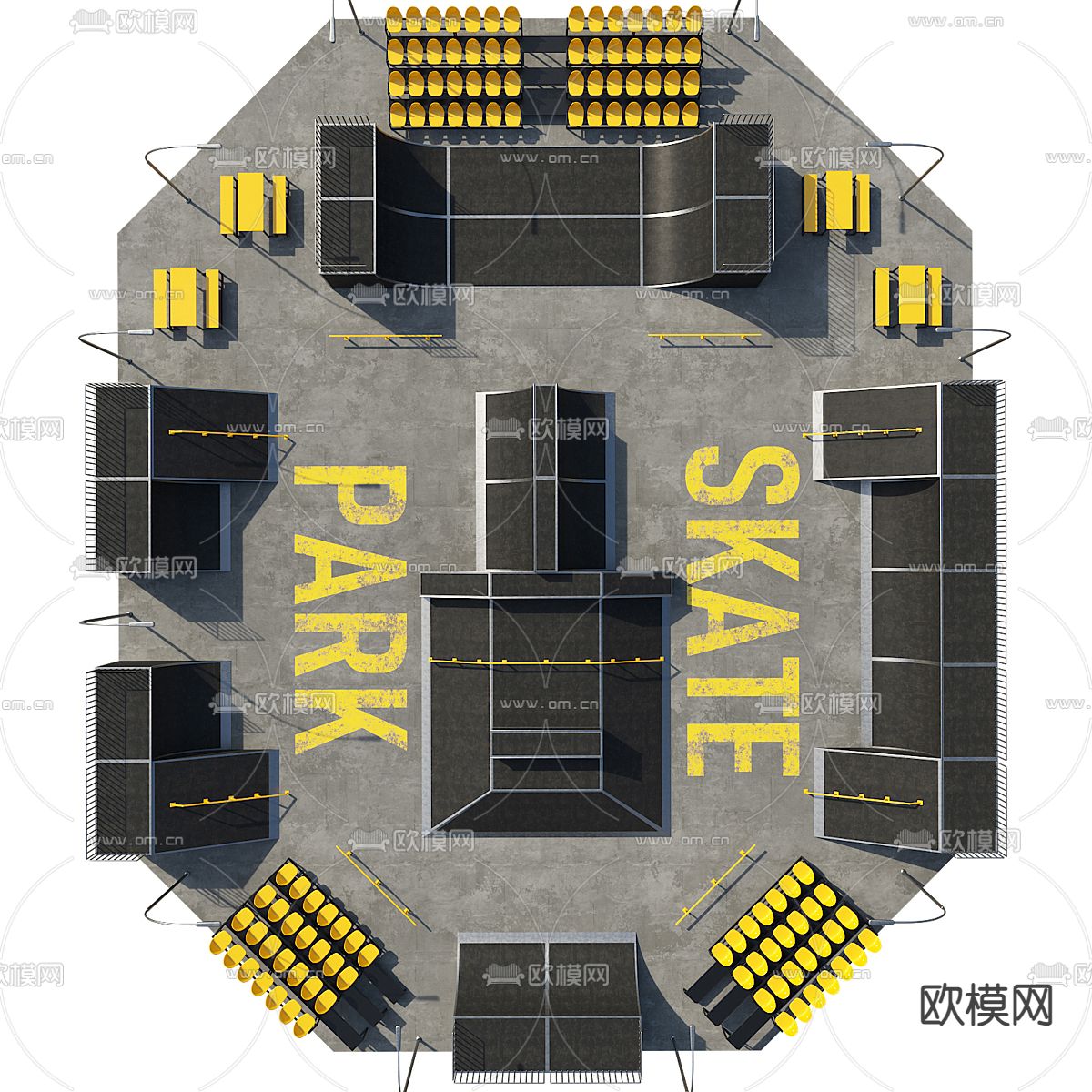 滑板赛场 运动场3d模型下载（渲染图2）