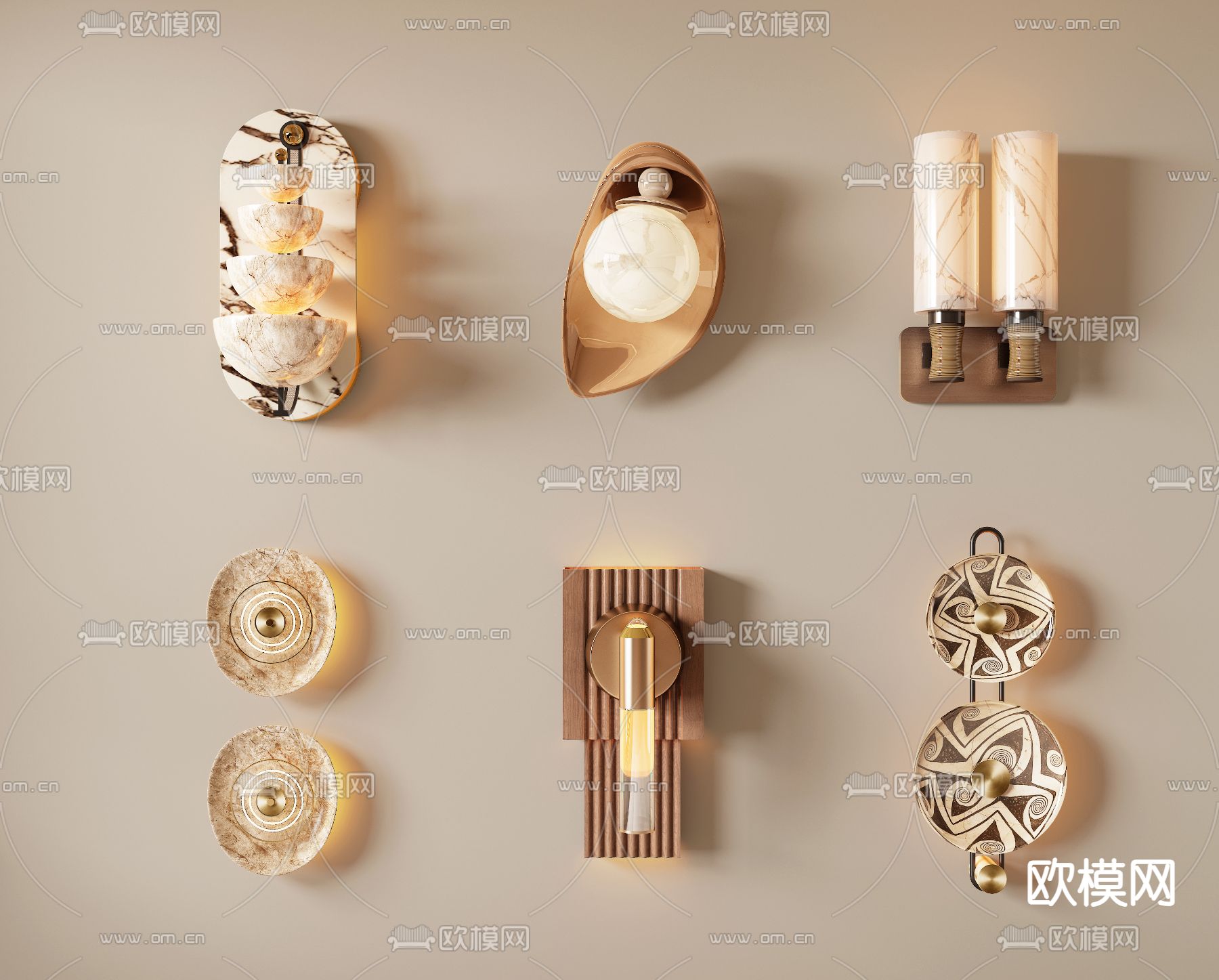 中古风壁灯 墙灯3d模型下载
