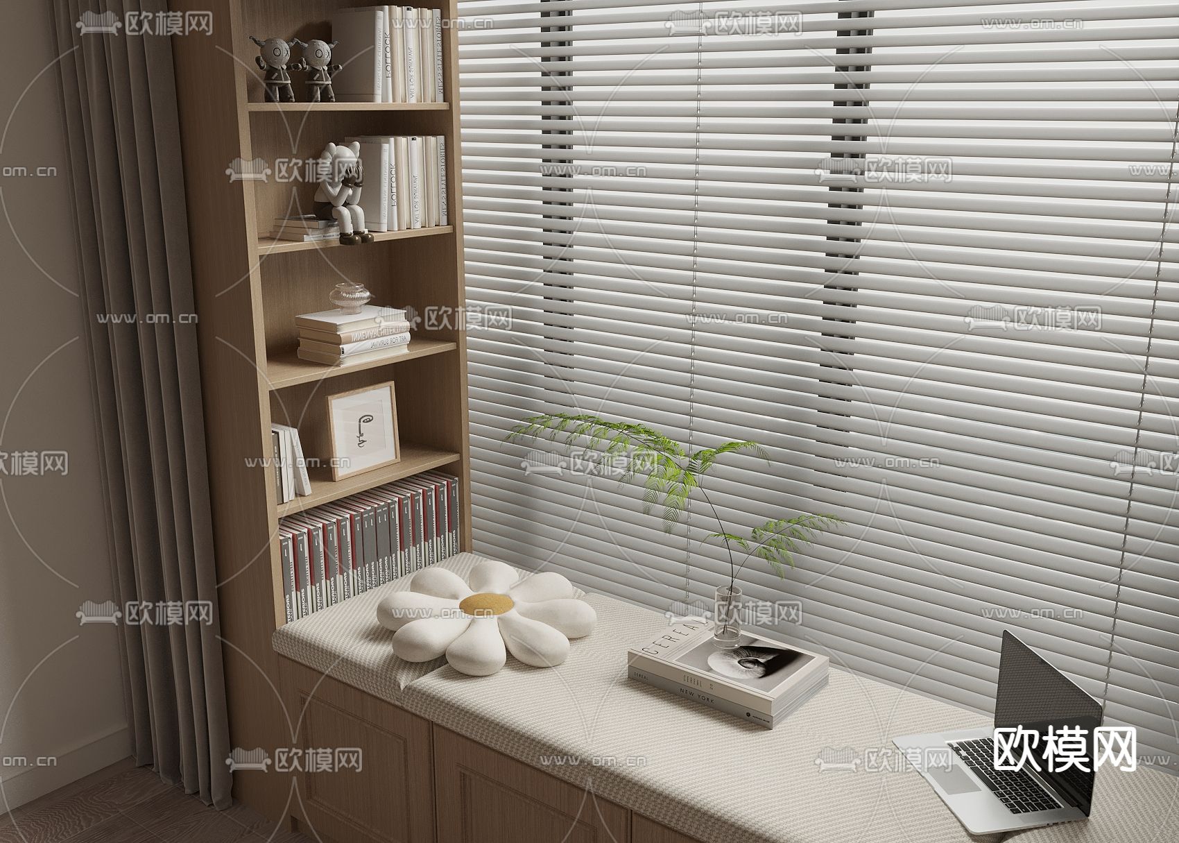 飘窗 飘台 窗帘 飘窗垫3d模型下载