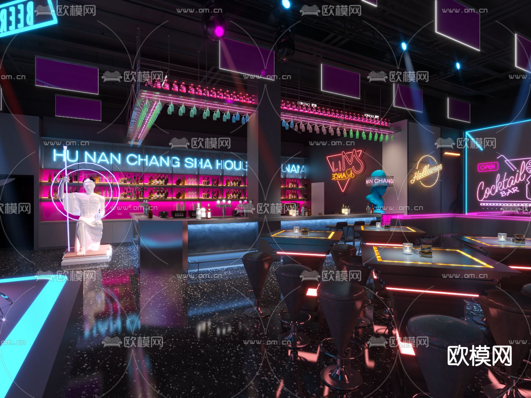 工业风酒吧 夜总会3d模型下载（渲染图2）