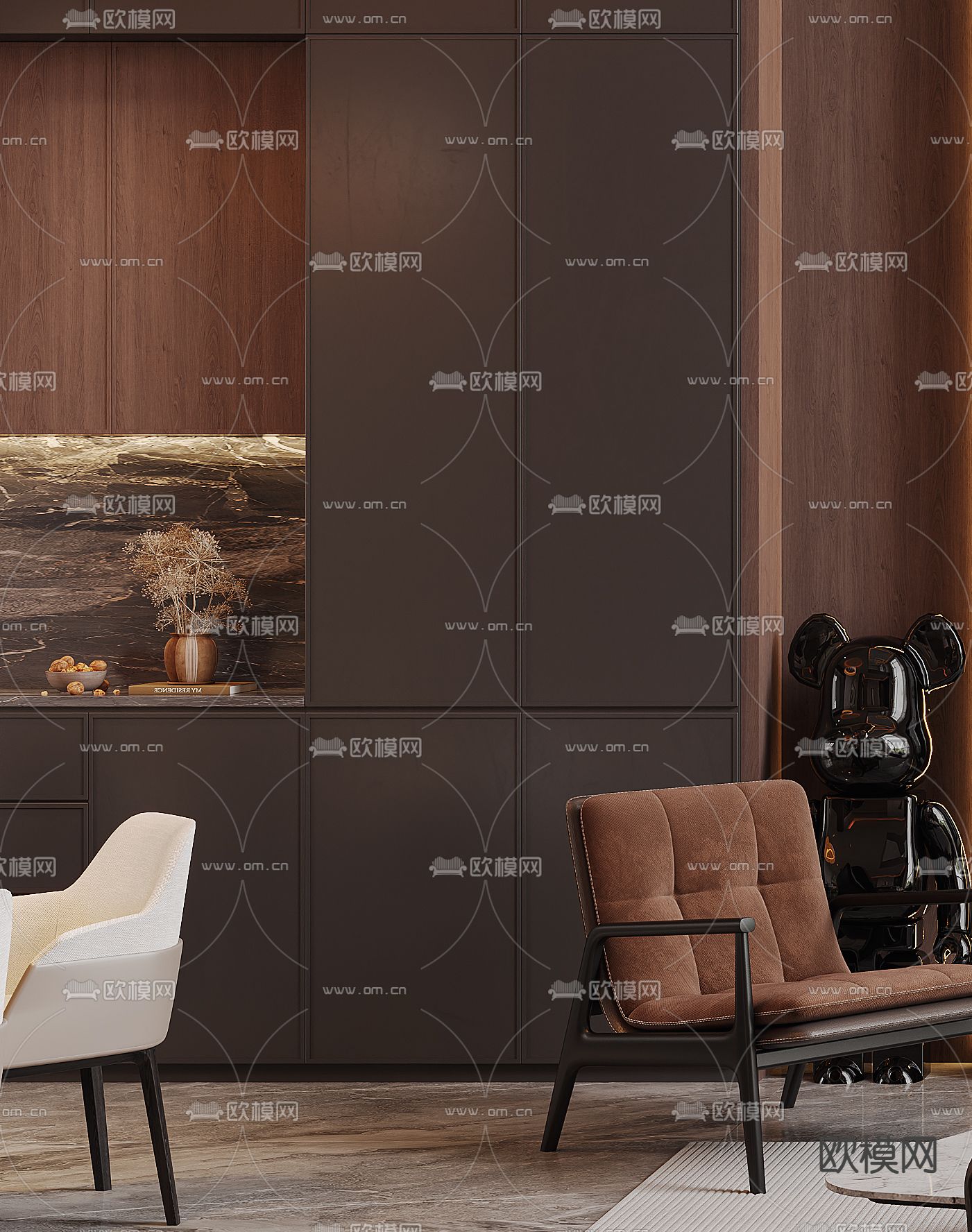 别墅客厅 别墅中空3d模型下载（渲染图8）