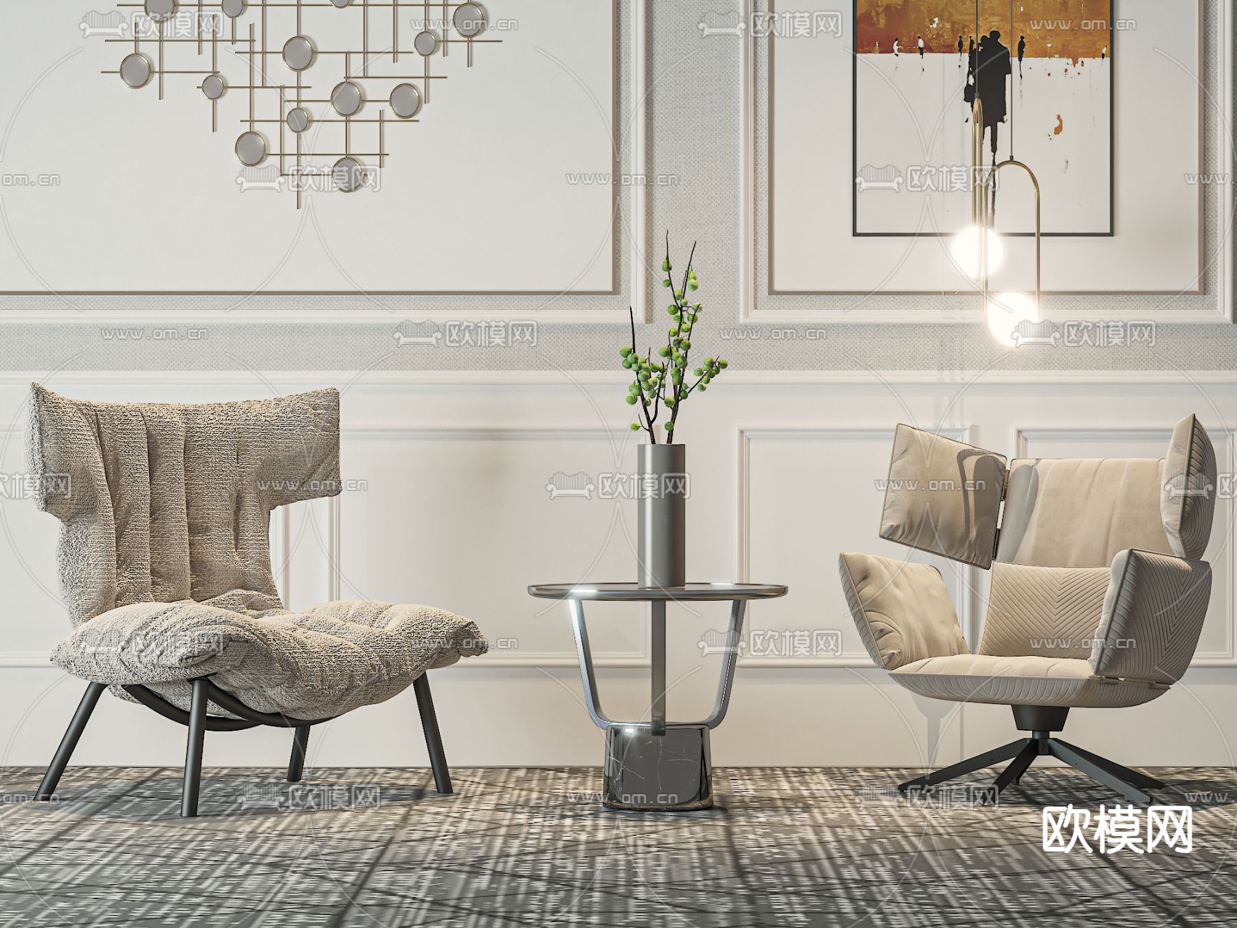 现代沙发椅 休闲椅 桌几3d模型下载